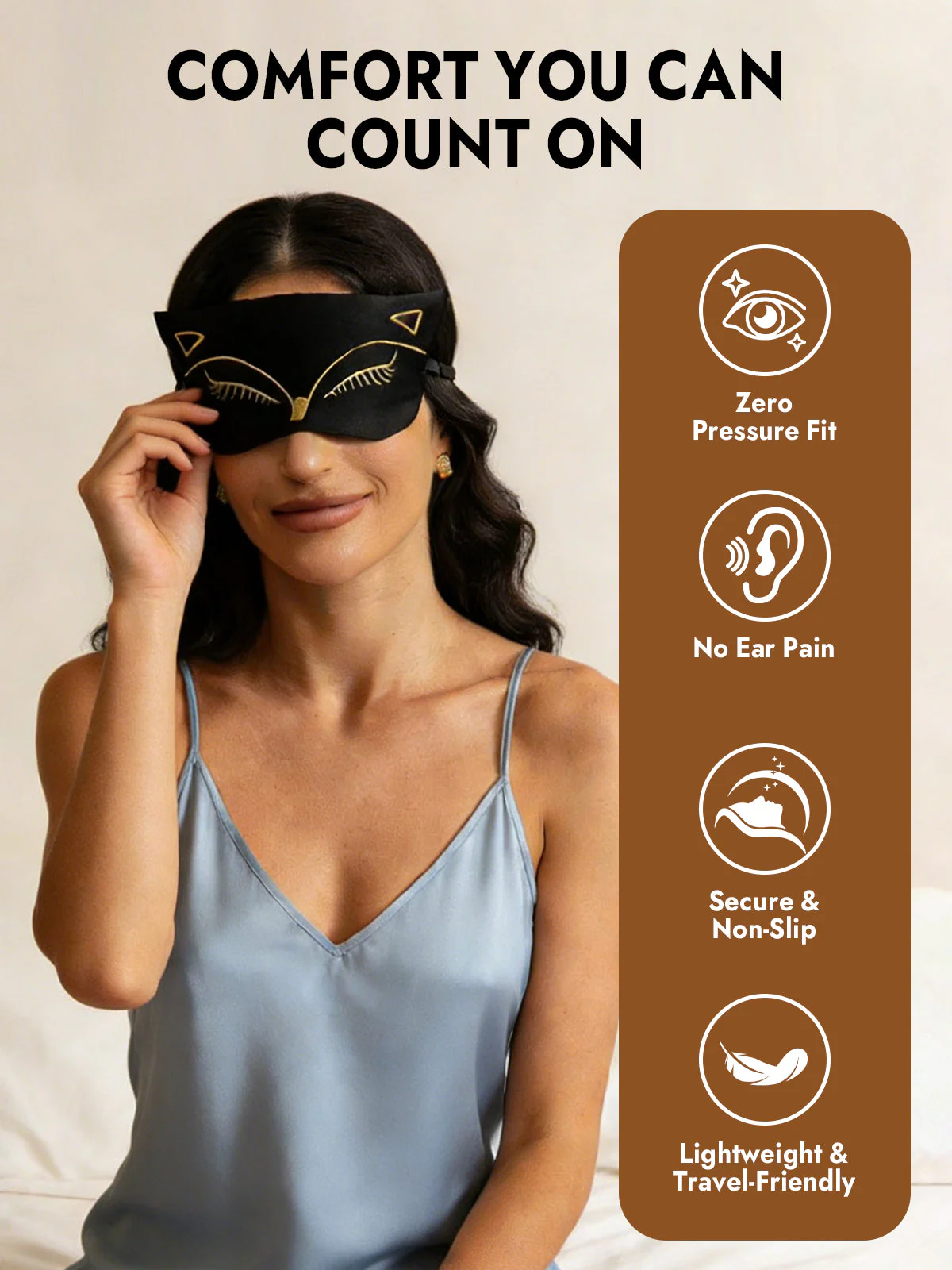 Pure Silk Cat Embroidered Eye Mask - Image 4
