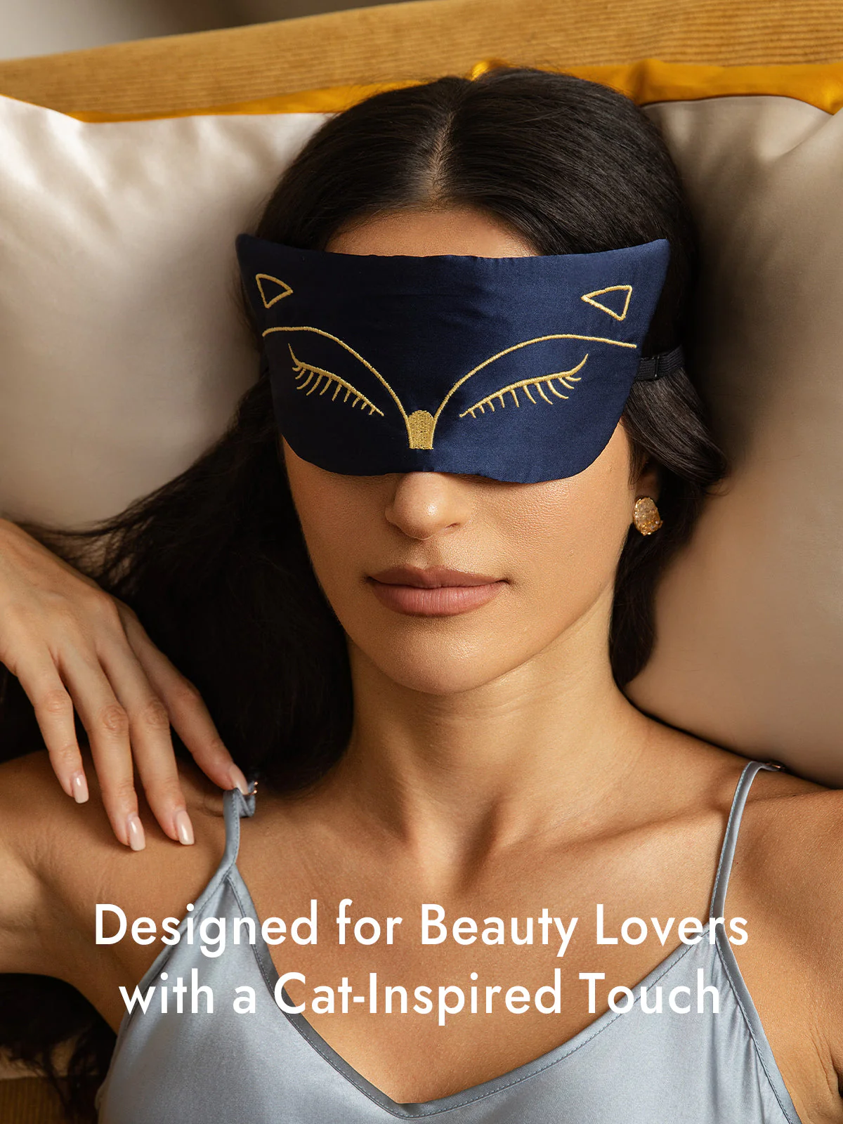 Pure Silk Cat Embroidered Eye Mask - Image 6