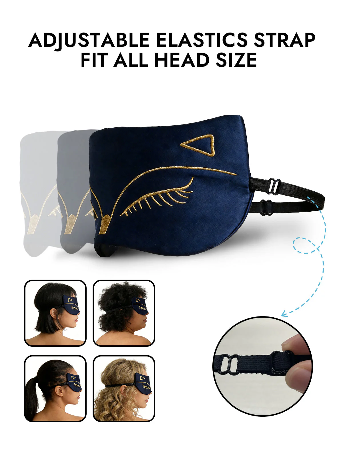 Pure Silk Cat Embroidered Eye Mask - Image 8