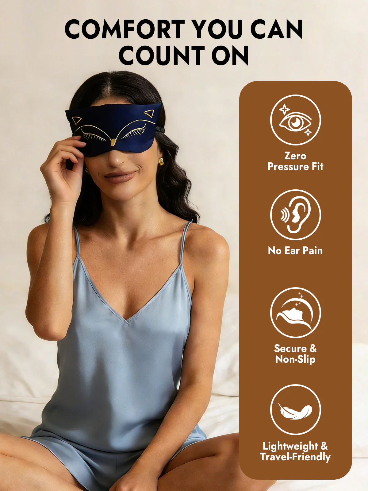 Pure Silk Cat Embroidered Eye Mask - Image 9