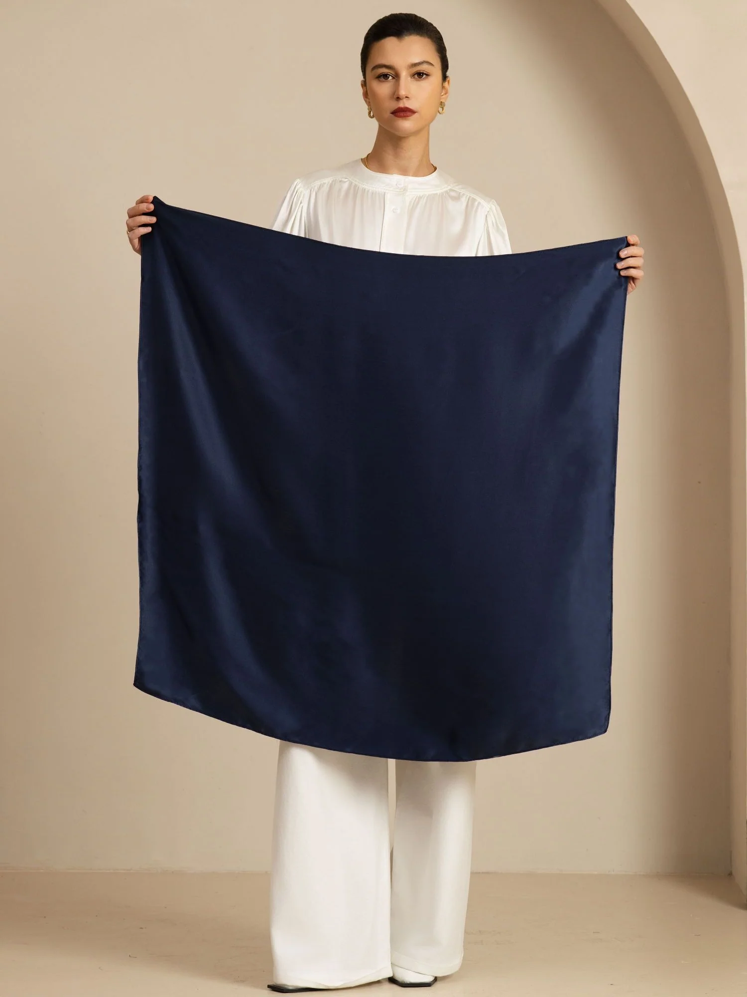 Pure Silk Classic  Elegant Square Scarf - Size 90x90cm - Image 17