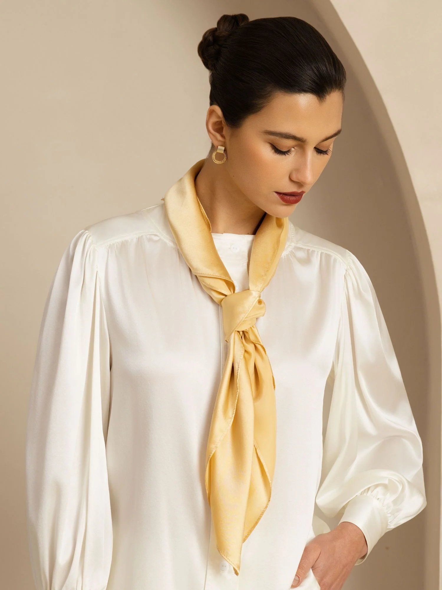 Pure Silk Classic  Elegant Square Scarf - Size 90x90cm - Image 2