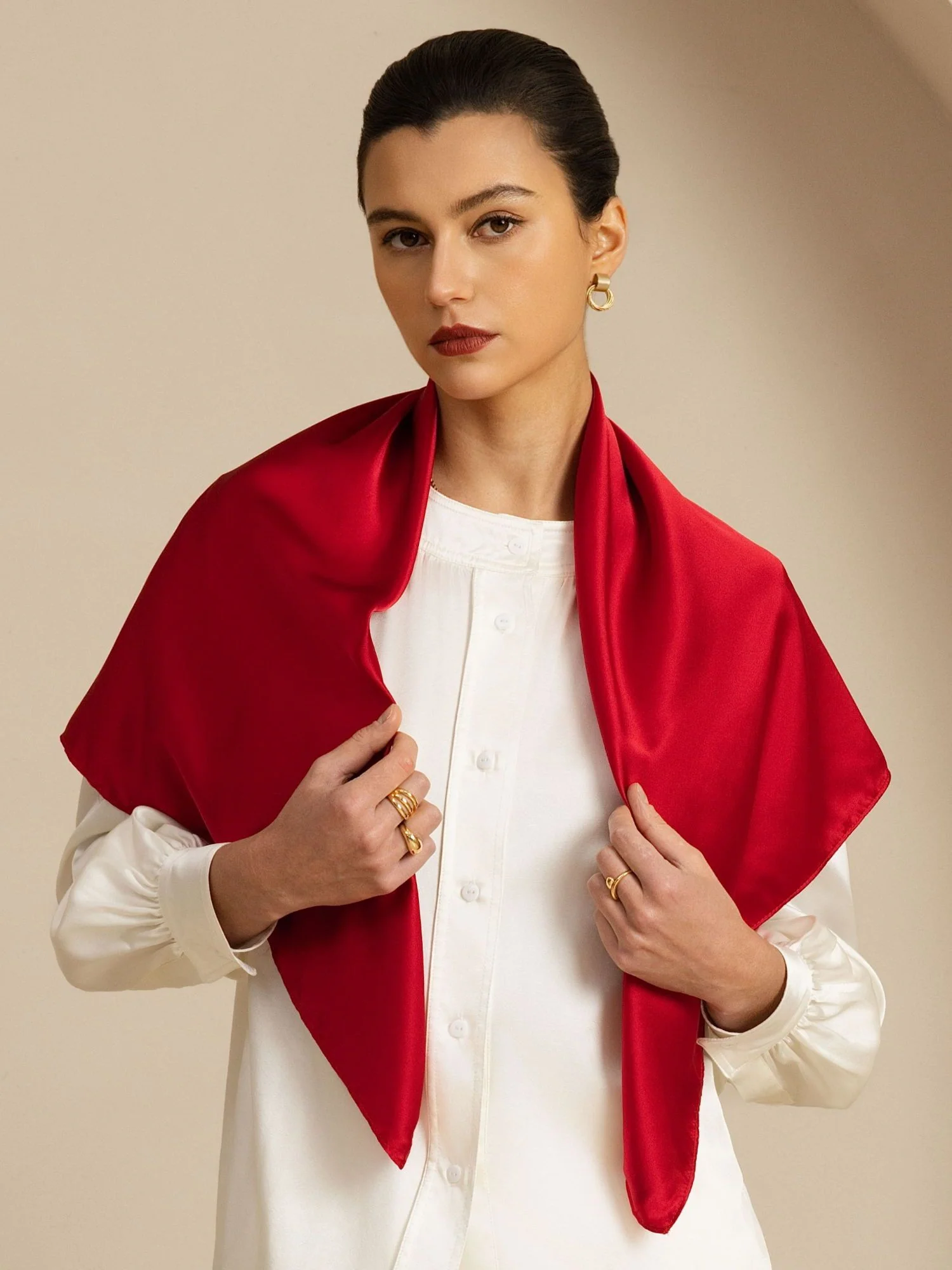 Pure Silk Classic  Elegant Square Scarf - Size 90x90cm - Image 24