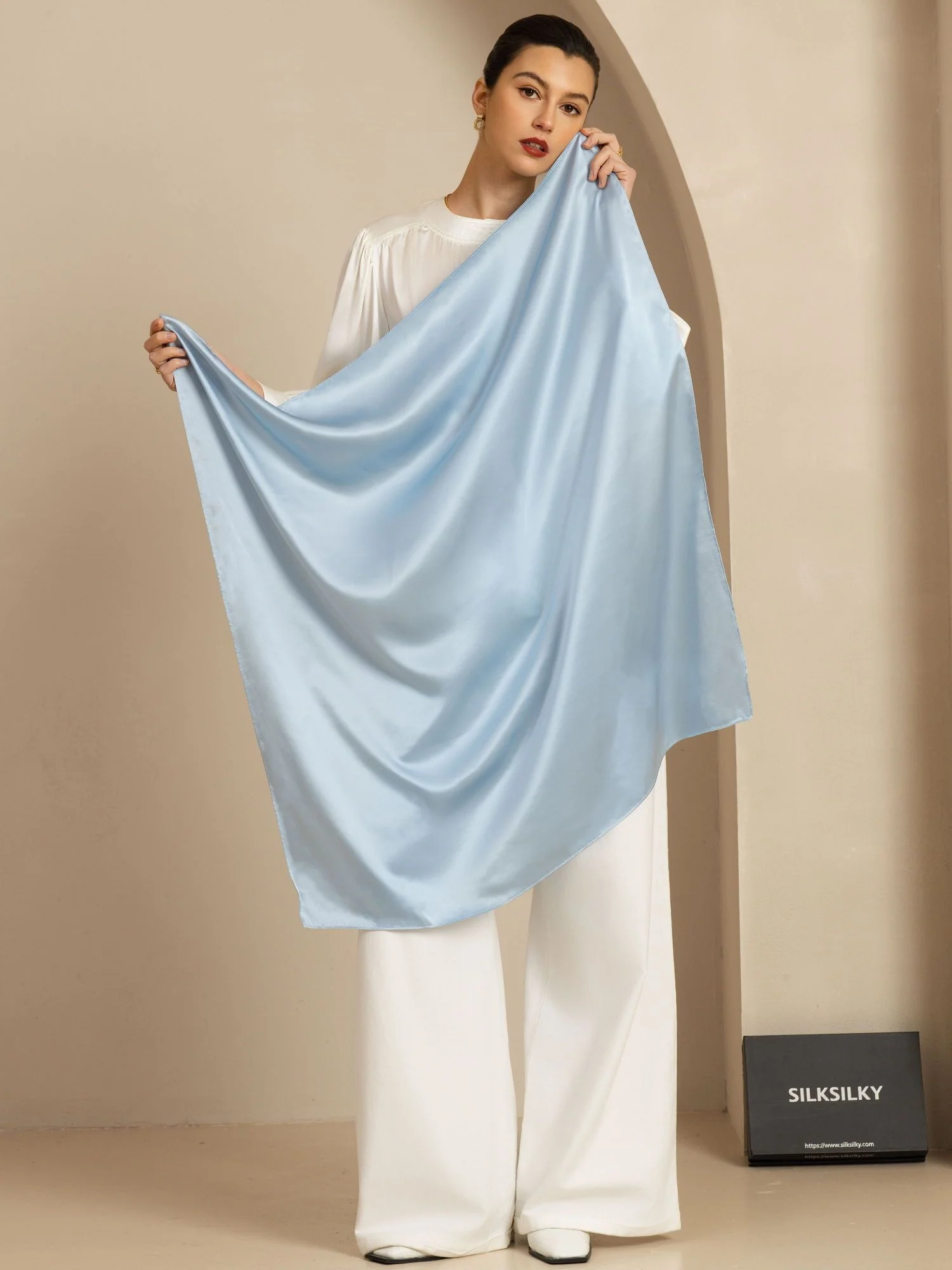 Pure Silk Classic  Elegant Square Scarf - Size 90x90cm - Image 28