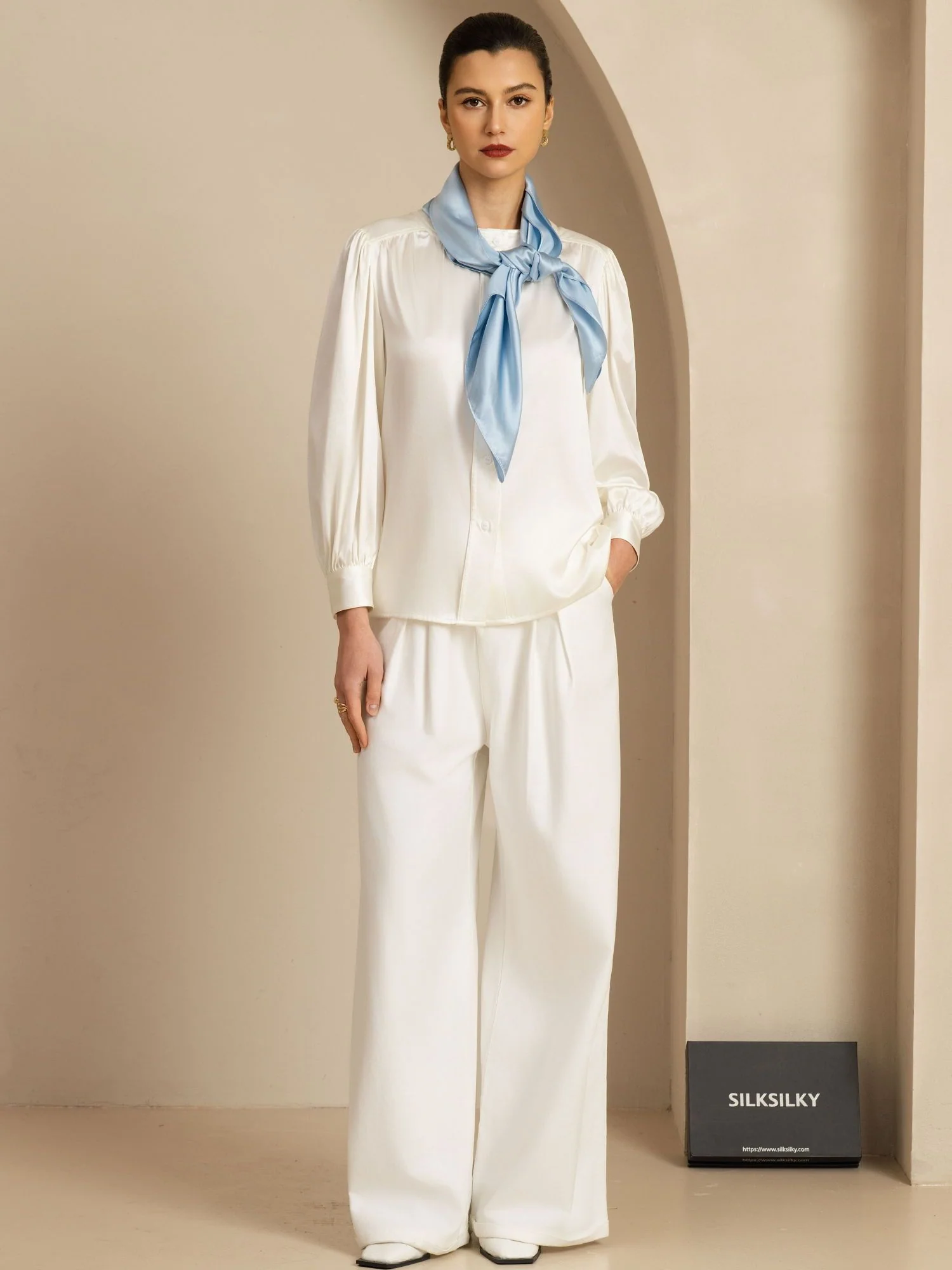 Pure Silk Classic  Elegant Square Scarf - Size 90x90cm - Image 30