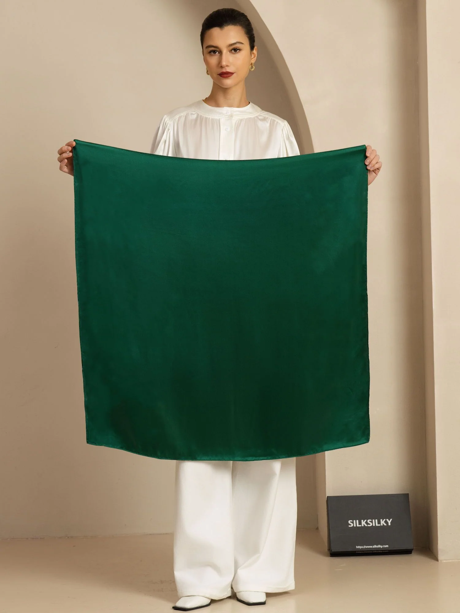 Pure Silk Classic  Elegant Square Scarf - Size 90x90cm - Image 36