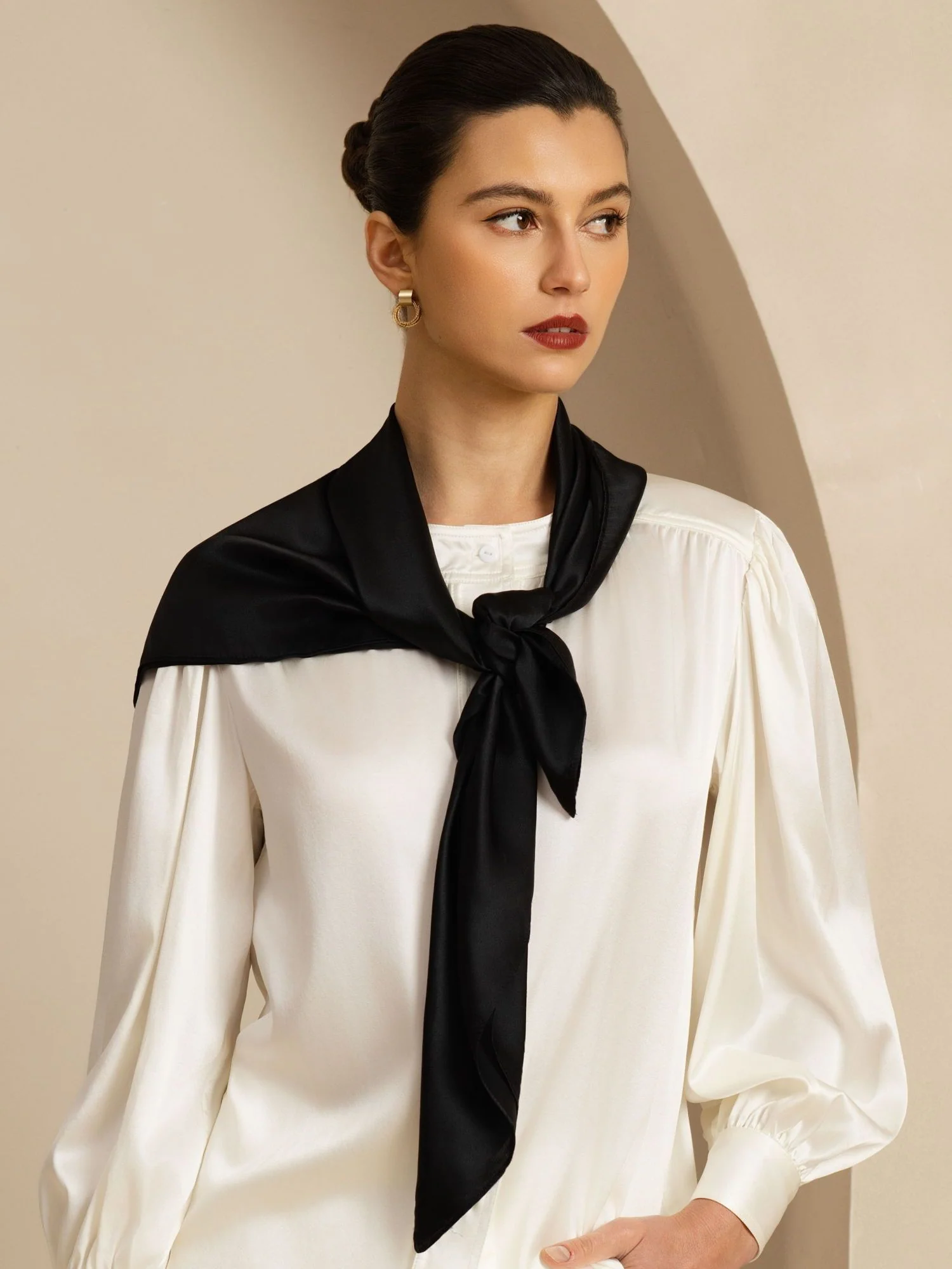 Pure Silk Classic  Elegant Square Scarf - Size 90x90cm - Image 5