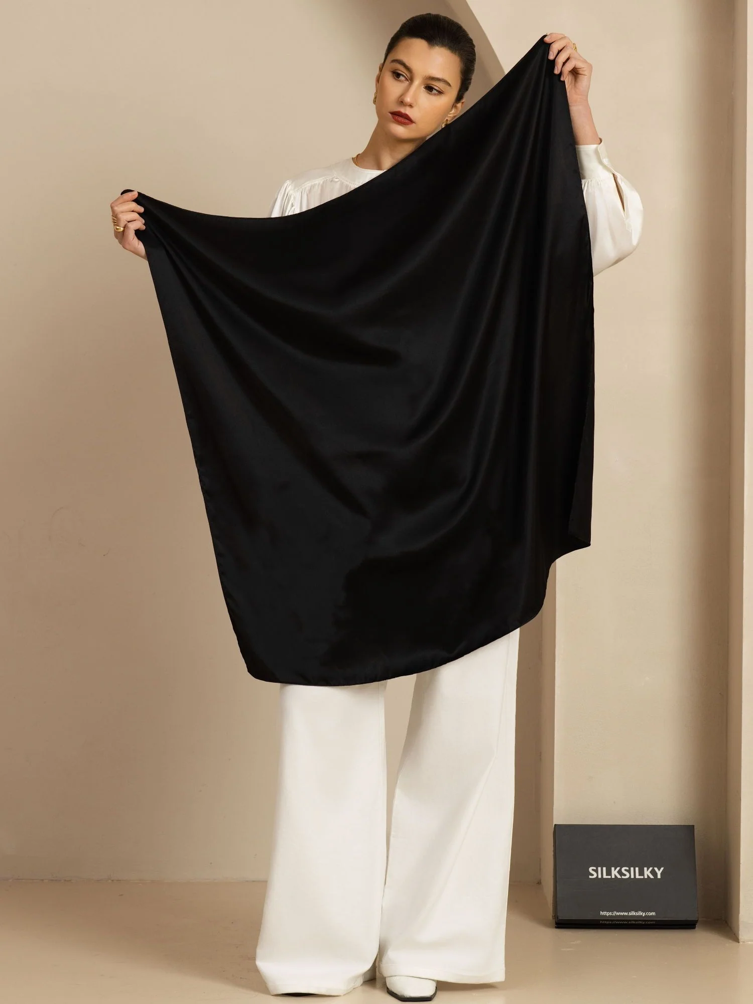 Pure Silk Classic  Elegant Square Scarf - Size 90x90cm - Image 8