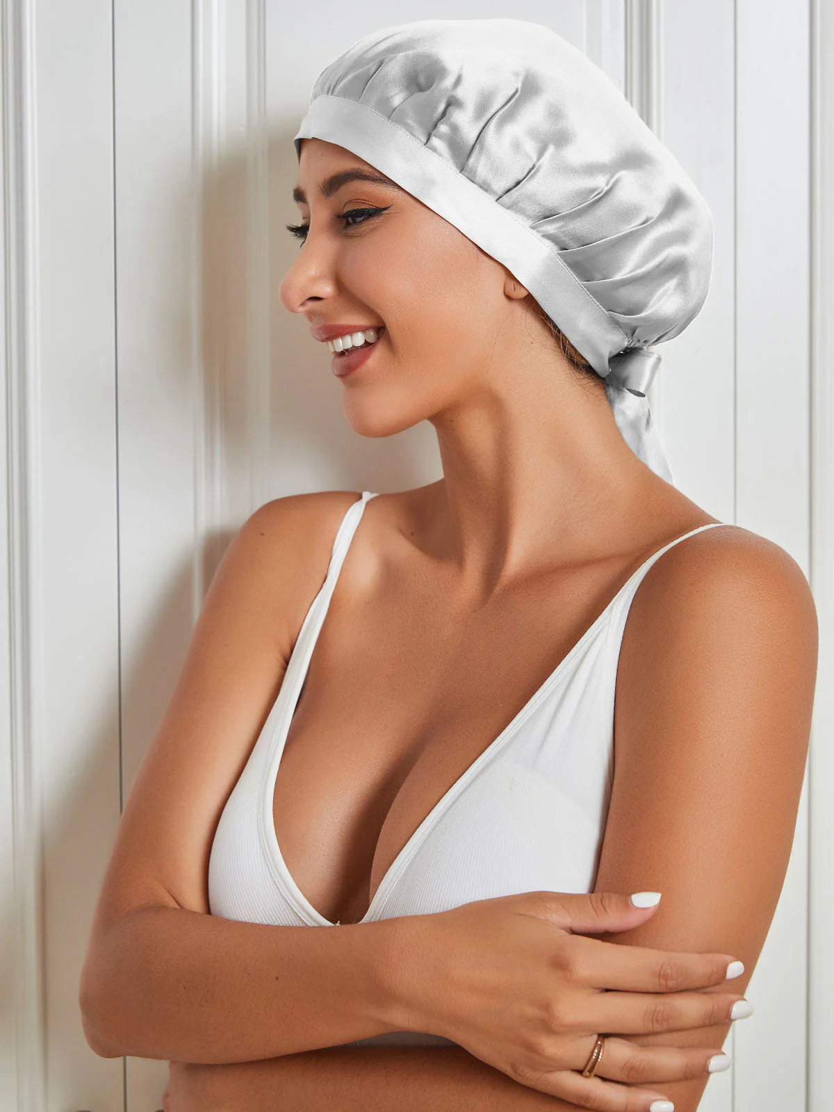 Pure Silk Classic Bonnet with Ribbons - Image 69