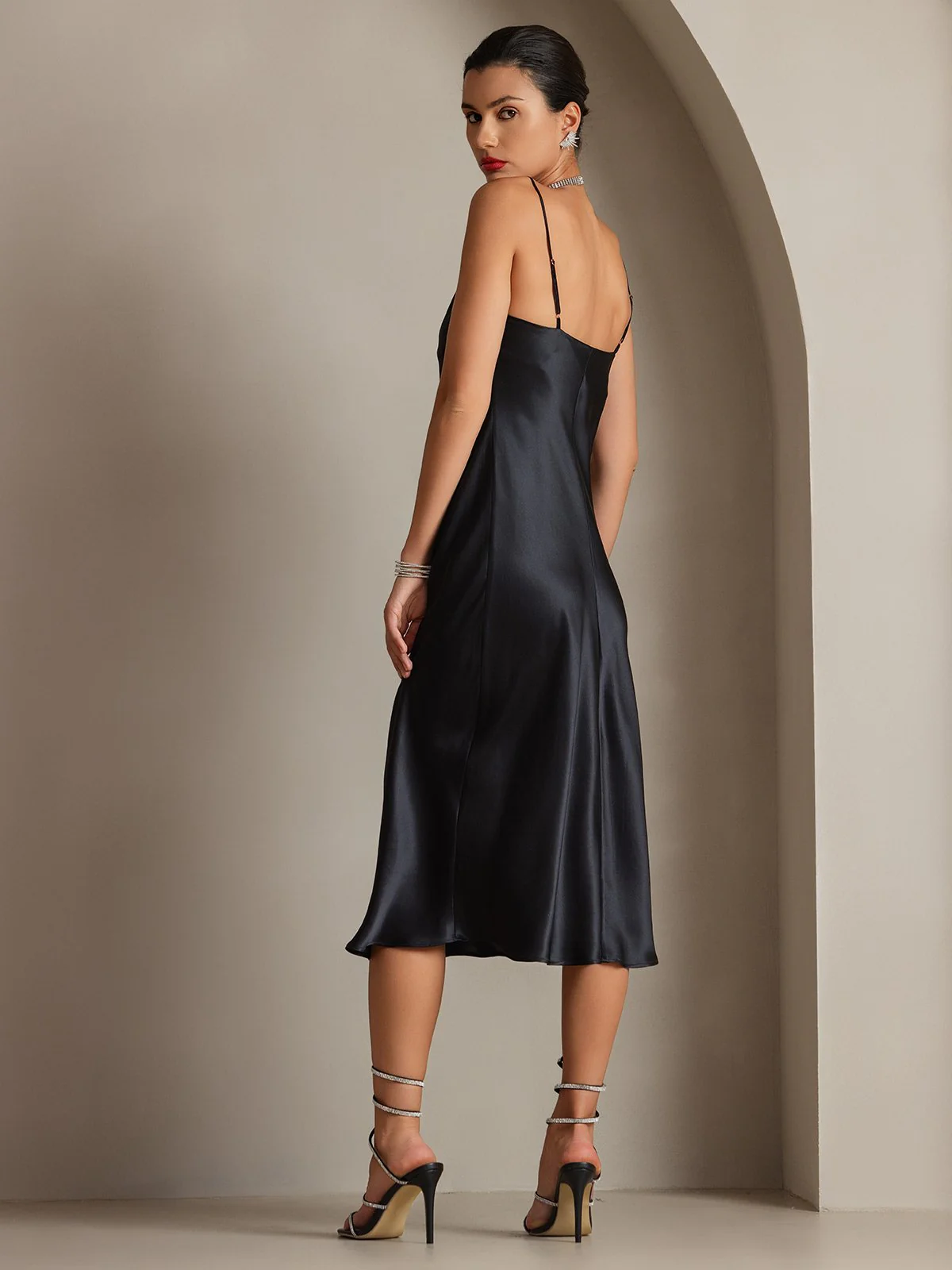 Pure Silk Cowl Neck Midi Dress - Image 22