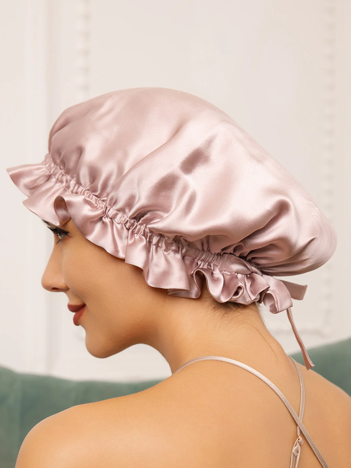 Pure Silk Double Layer Bonnet with Ribbon - Image 12
