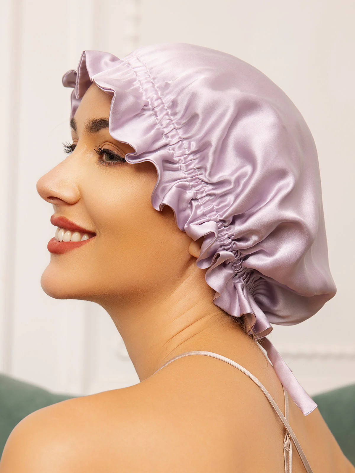 Pure Silk Double Layer Bonnet with Ribbon - Image 15