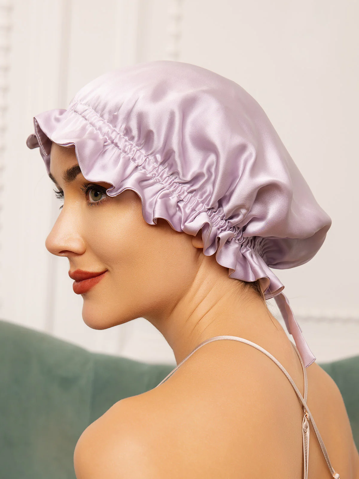 Pure Silk Double Layer Bonnet with Ribbon - Image 16