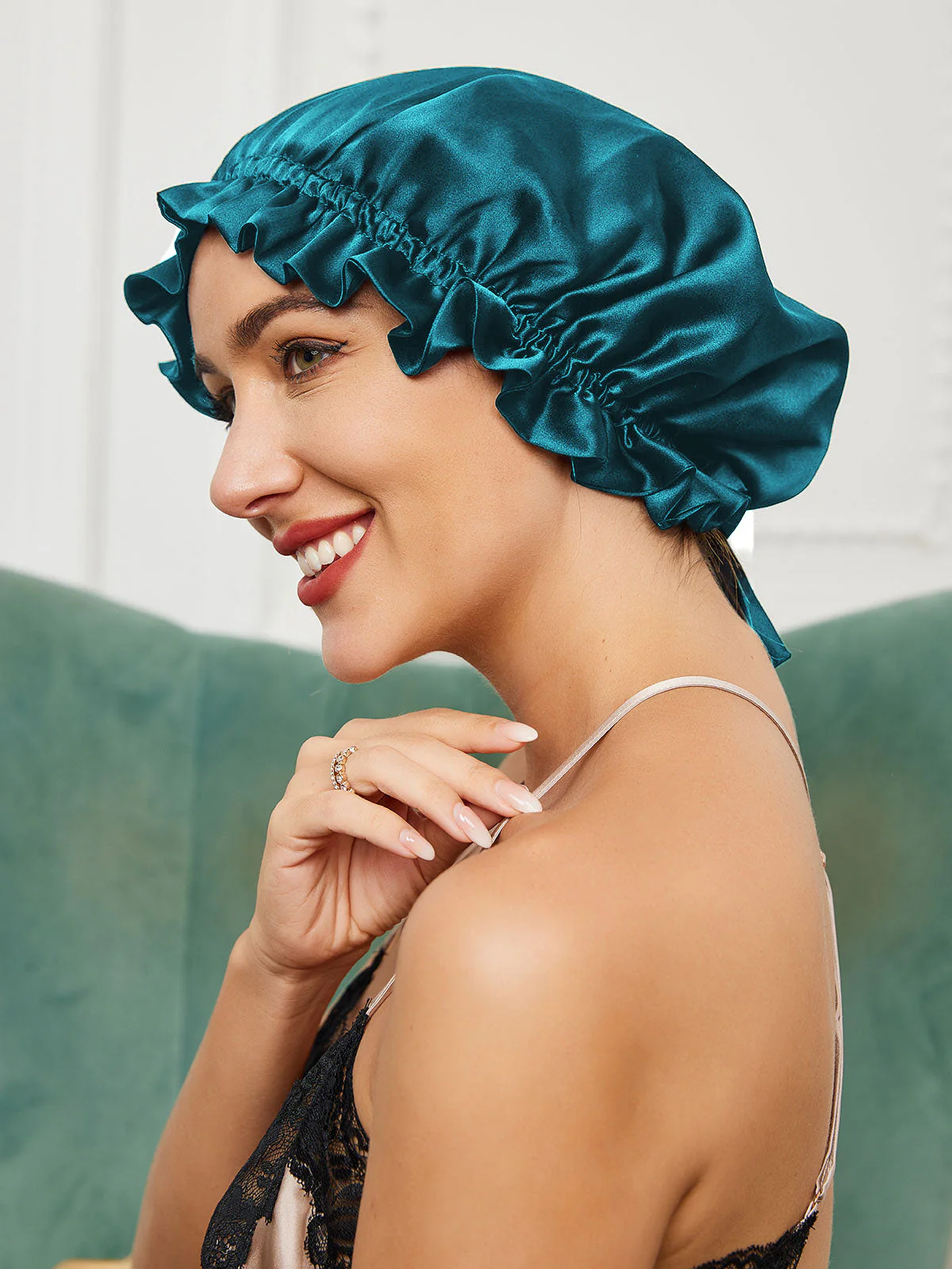 Pure Silk Double Layer Bonnet with Ribbon - Image 26