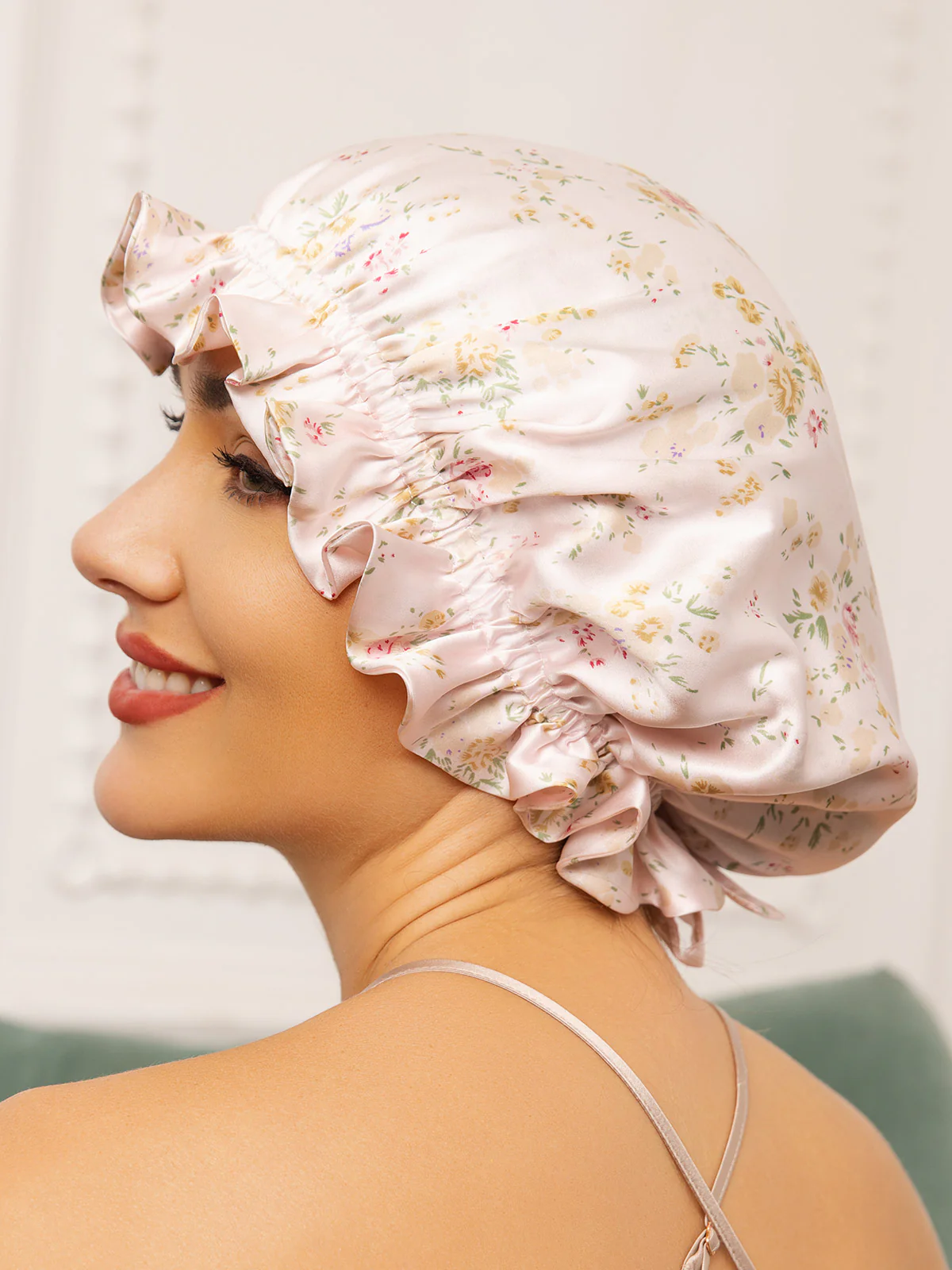Pure Silk Double Layer Bonnet with Ribbon - Image 31
