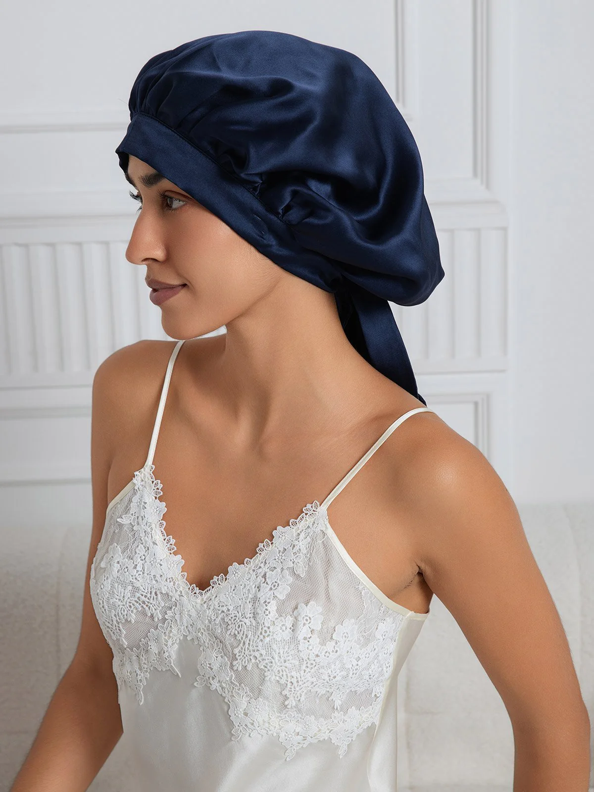 Pure silk Elegant Bonnet with Long Ribbons - Image 31