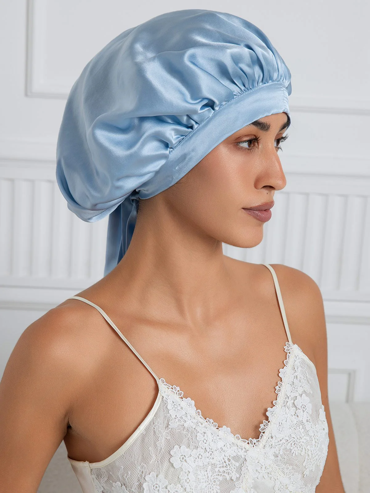 Pure silk Elegant Bonnet with Long Ribbons - Image 4