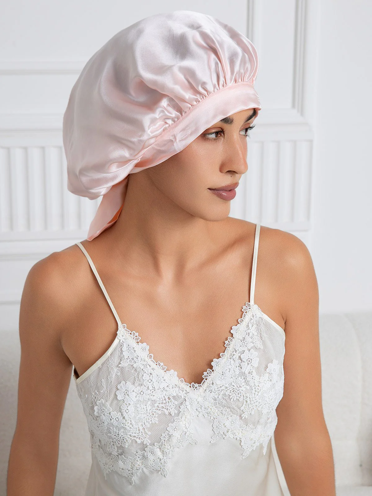 Pure silk Elegant Bonnet with Long Ribbons - Image 48