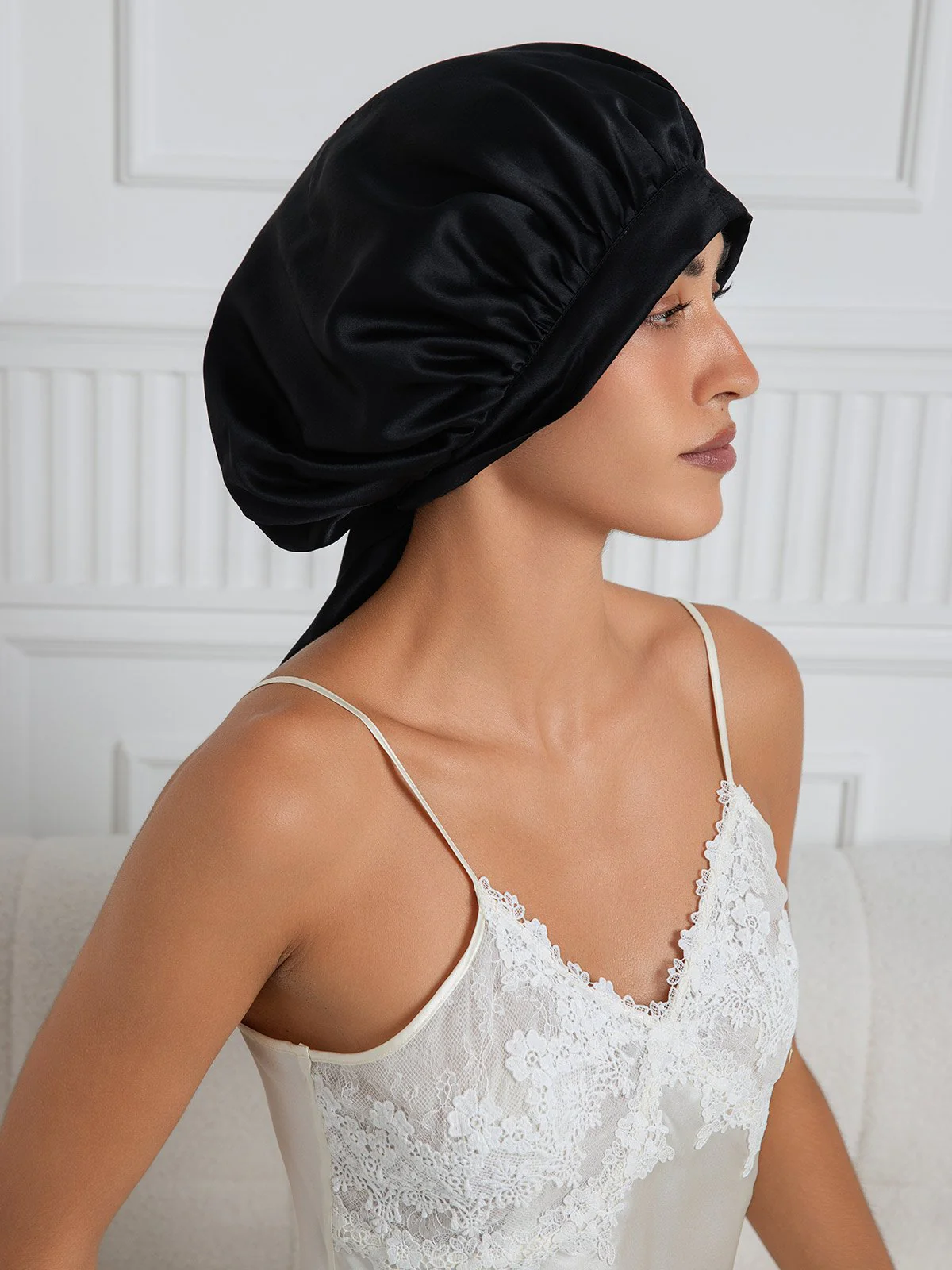 Pure silk Elegant Bonnet with Long Ribbons - Image 54