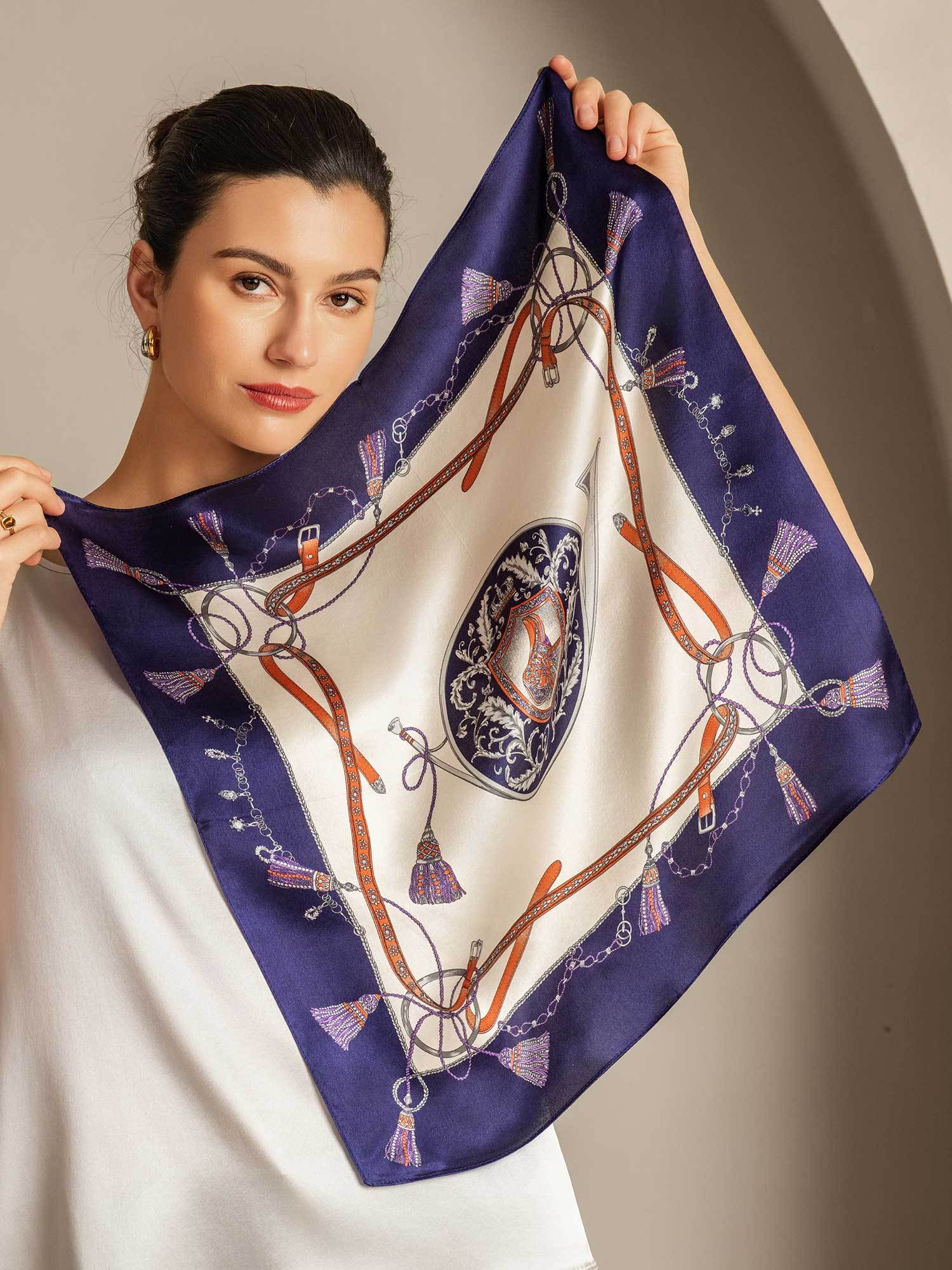 Pure Silk Floral  Square Scarf - Size 53x53cm - Image 2