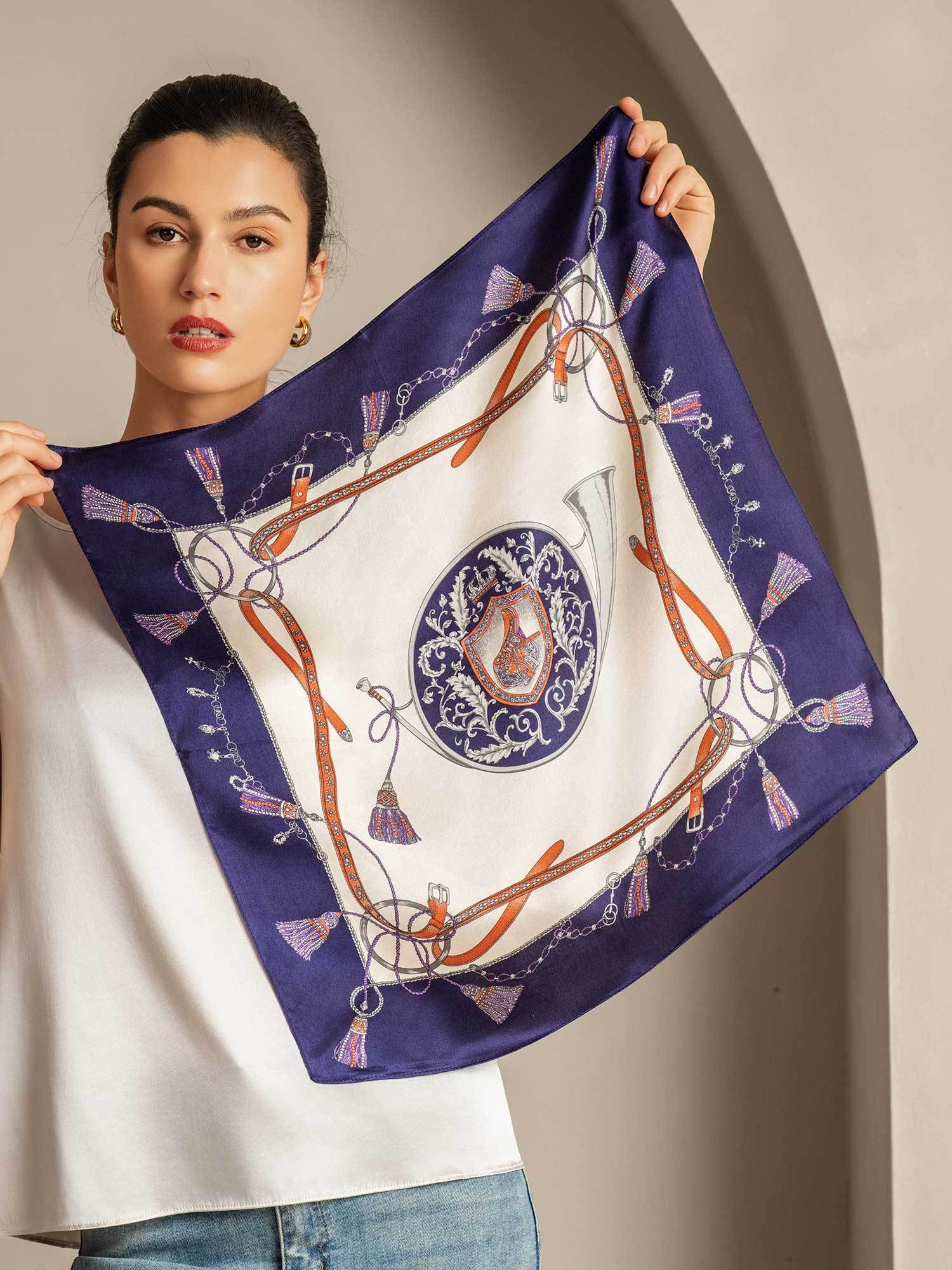 Pure Silk Floral  Square Scarf - Size 53x53cm - Image 6