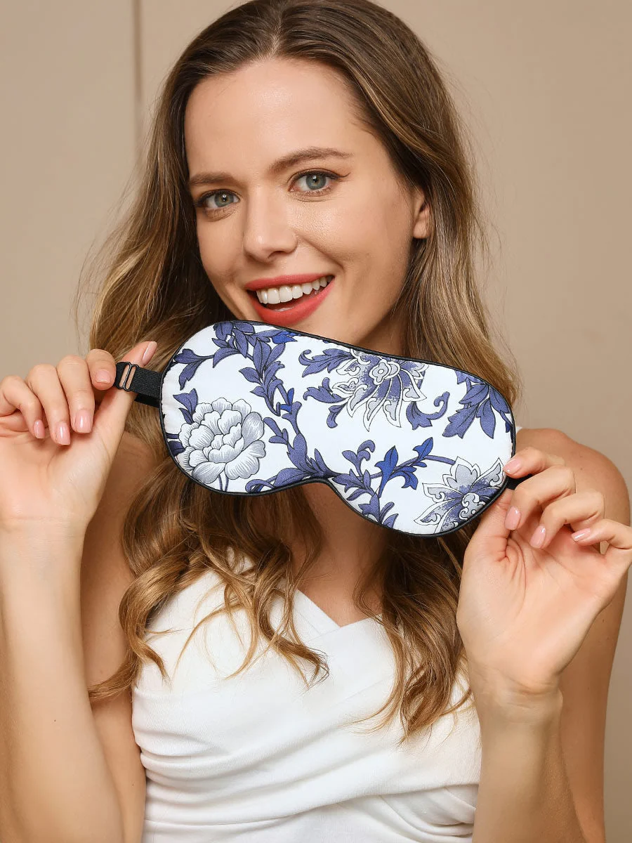 Pure Silk Flower Printed Sleep Eye Mask - Image 2