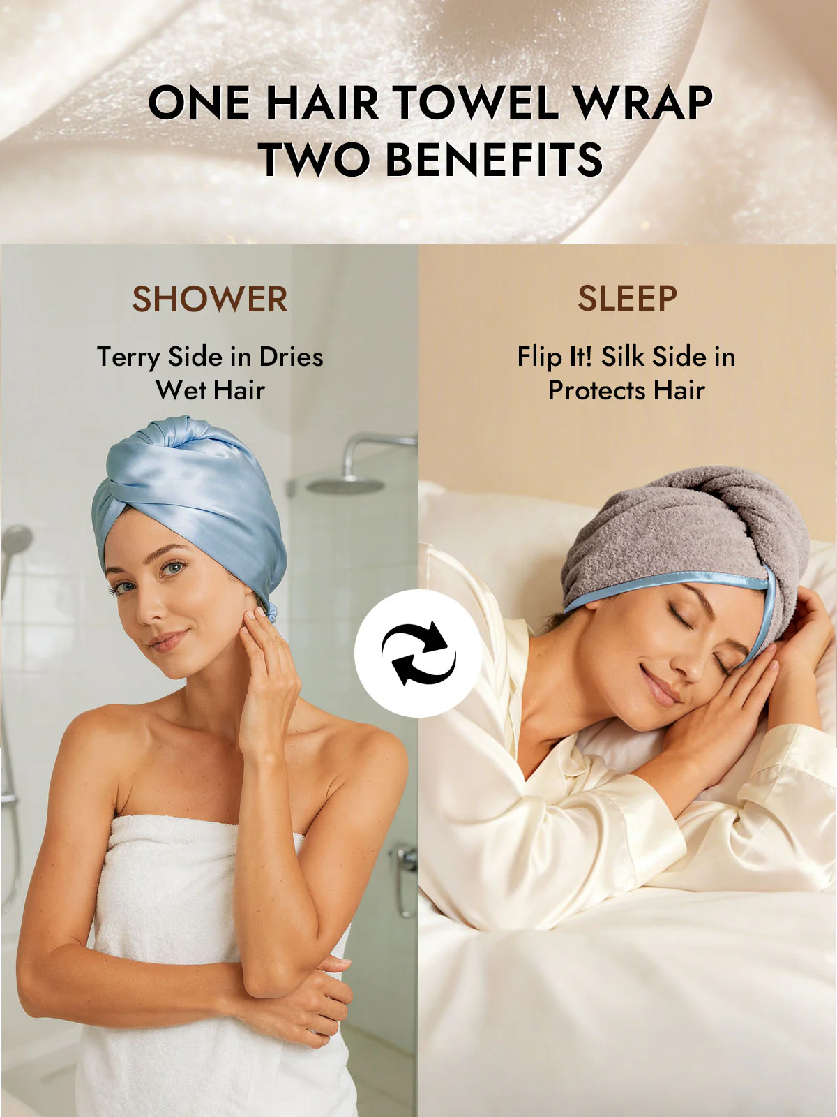 Pure Silk Hair Towel Wrap – Quick Dry, Frizz Free & Gentle on Hair - Image 11