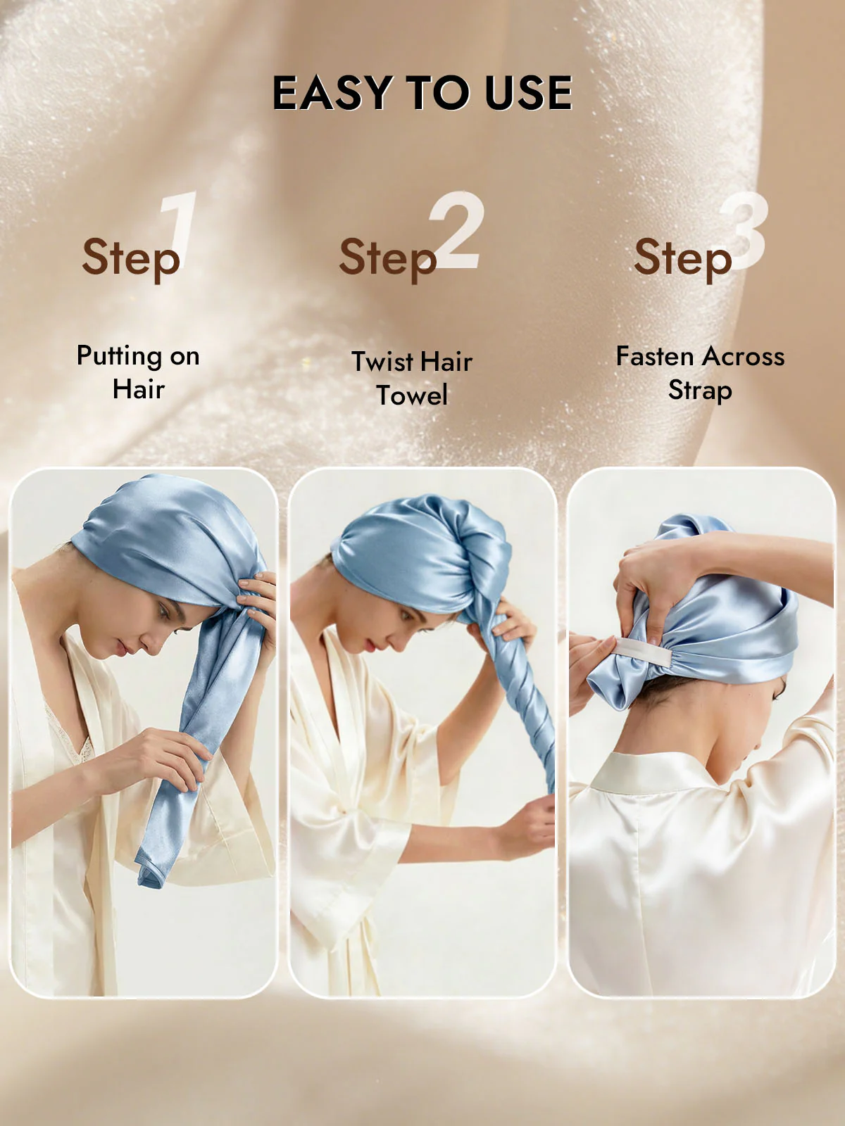 Pure Silk Hair Towel Wrap – Quick Dry, Frizz Free & Gentle on Hair - Image 13