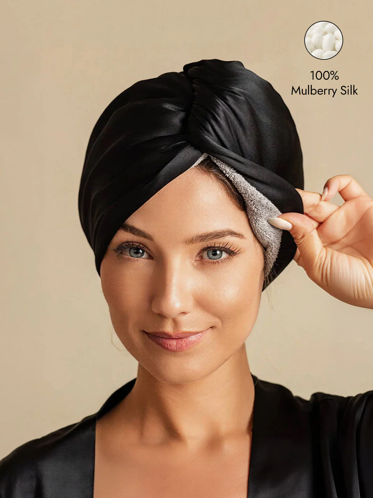Pure Silk Hair Towel Wrap – Quick Dry, Frizz Free & Gentle on Hair - Image 15