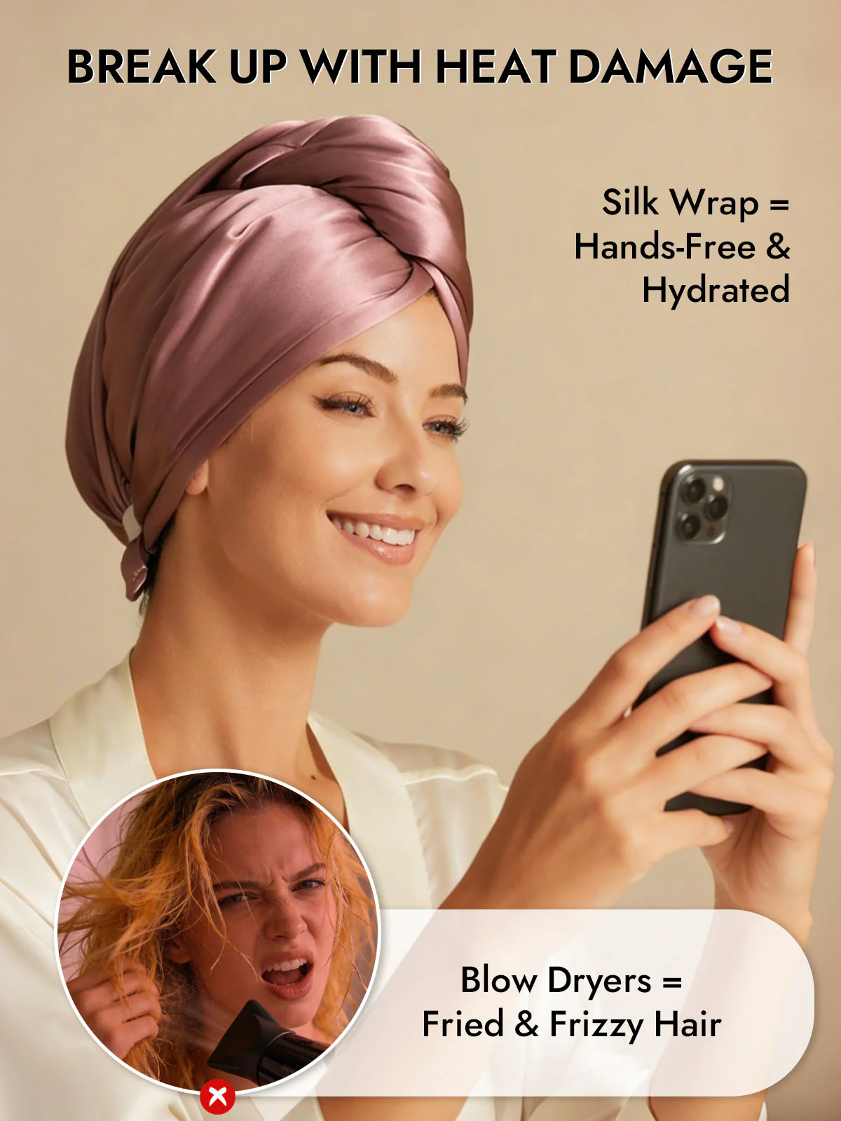 Pure Silk Hair Towel Wrap – Quick Dry, Frizz Free & Gentle on Hair - Image 2