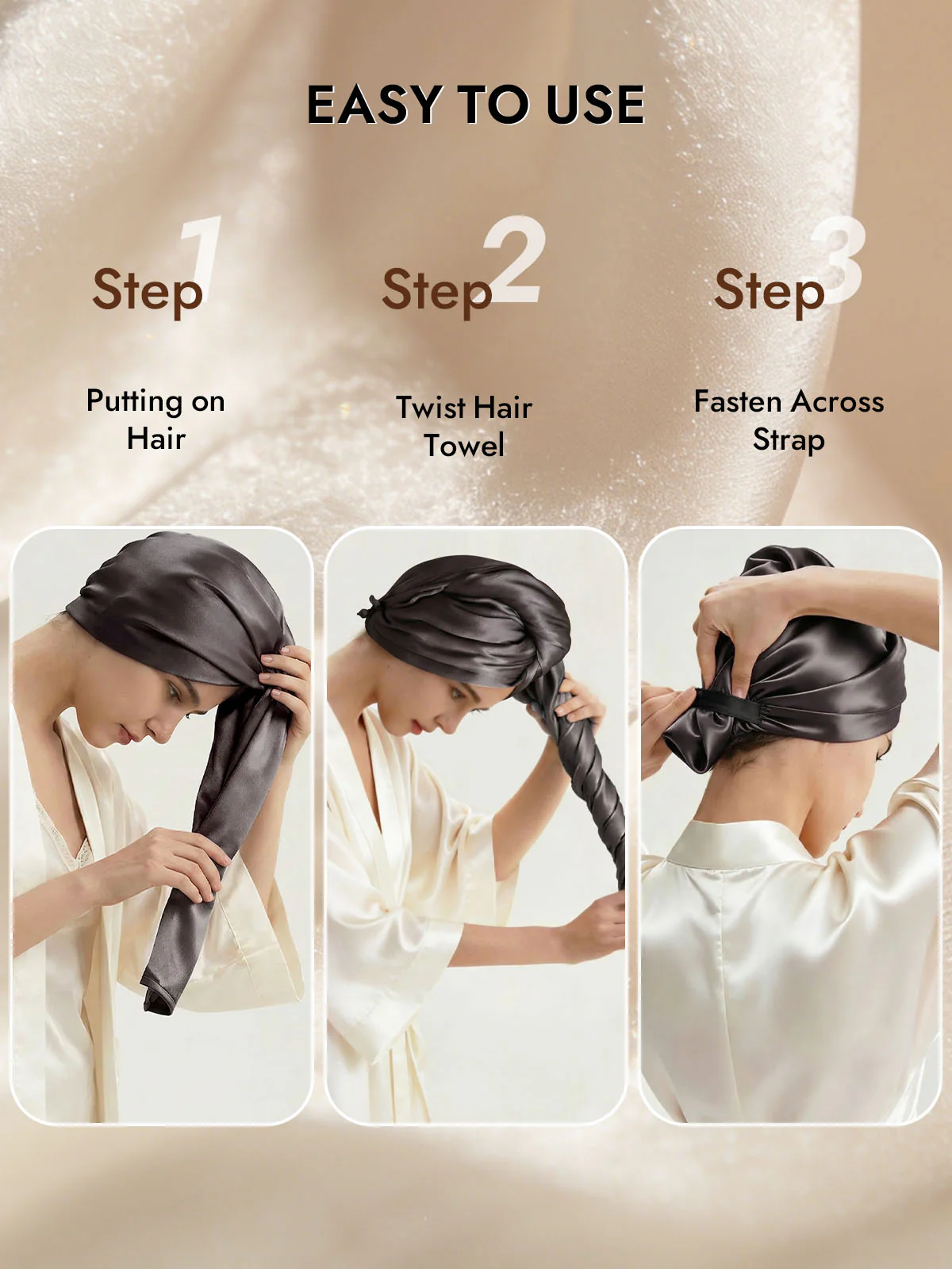 Pure Silk Hair Towel Wrap – Quick Dry, Frizz Free & Gentle on Hair - Image 27