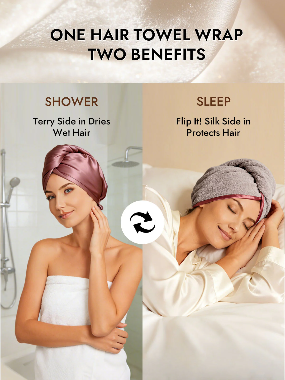 Pure Silk Hair Towel Wrap – Quick Dry, Frizz Free & Gentle on Hair - Image 4