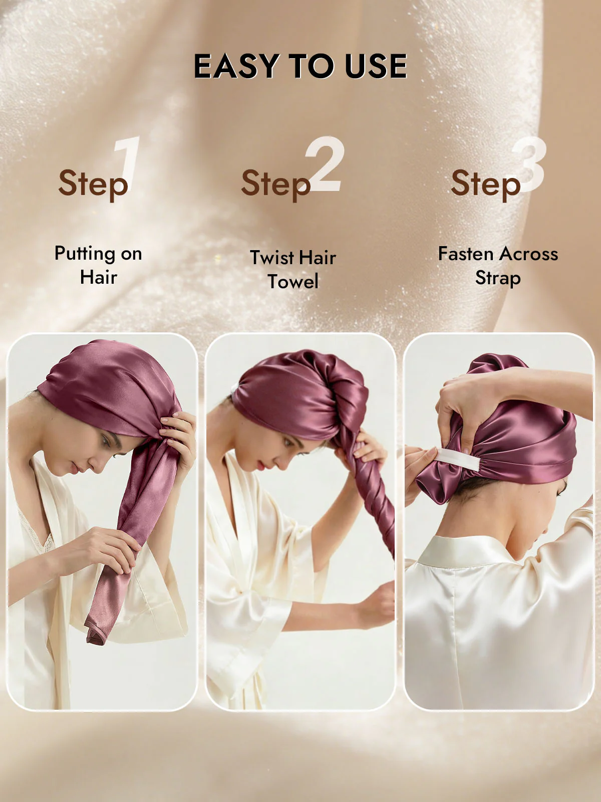 Pure Silk Hair Towel Wrap – Quick Dry, Frizz Free & Gentle on Hair - Image 6