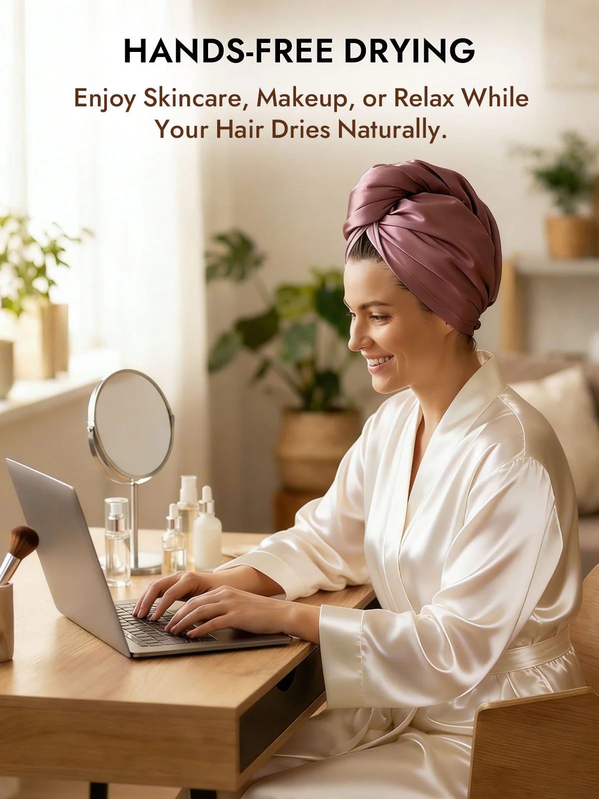 Pure Silk Hair Towel Wrap – Quick Dry, Frizz Free & Gentle on Hair - Image 7