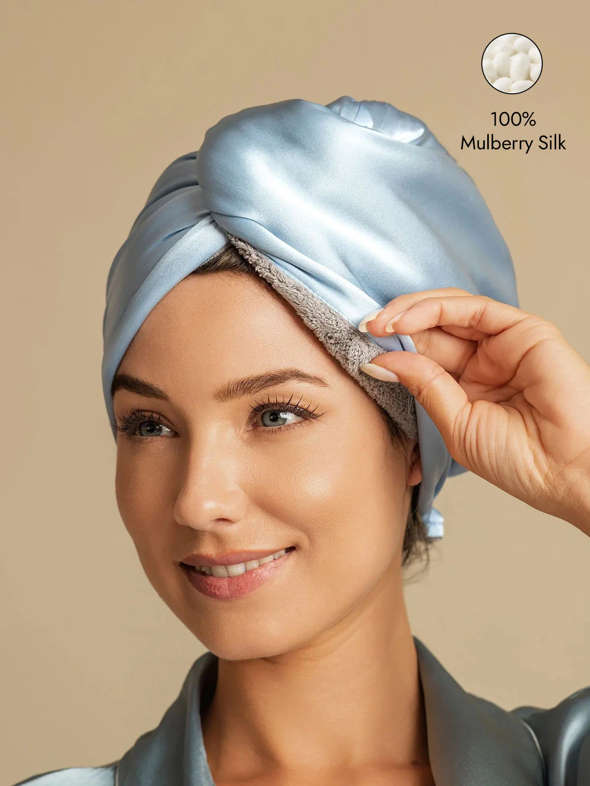 Pure Silk Hair Towel Wrap – Quick Dry, Frizz Free & Gentle on Hair - Image 8