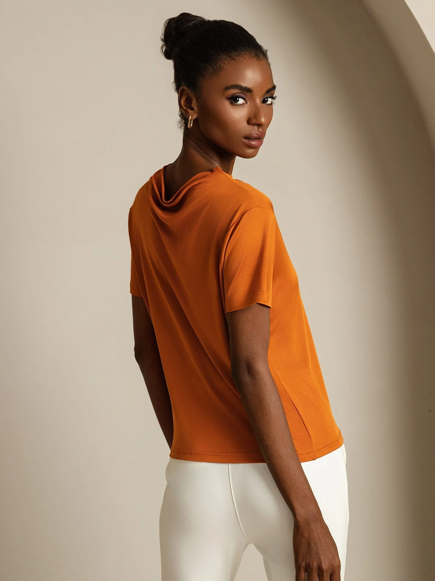 Pure Silk Short Sleeve Mock Women's T-Shirt - Image 11