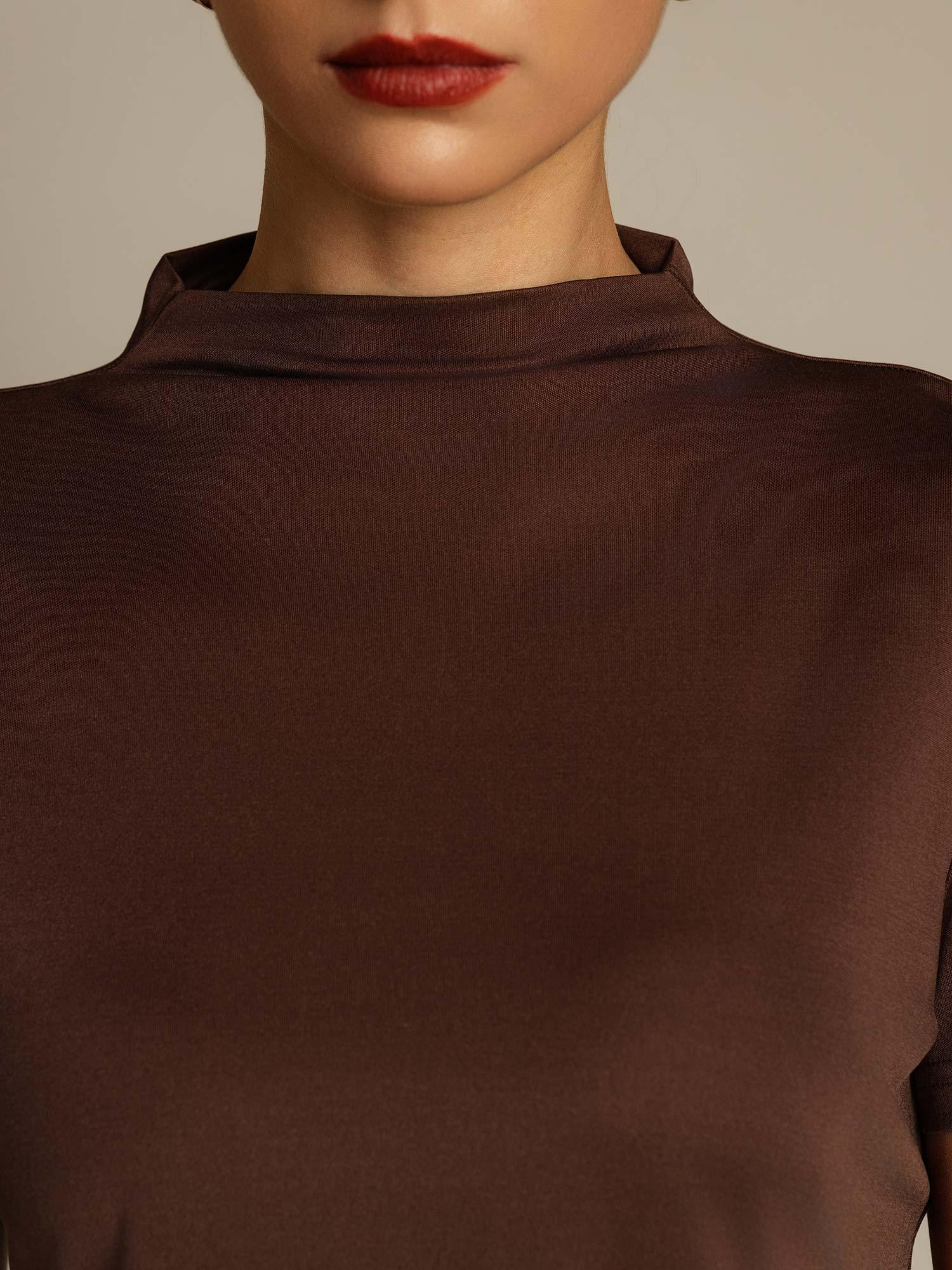 Pure Silk Short Sleeve Mock Women's T-Shirt - Image 4