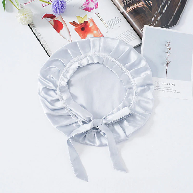 Pure Silk Lace Bonnet with Ribbons - Image 15