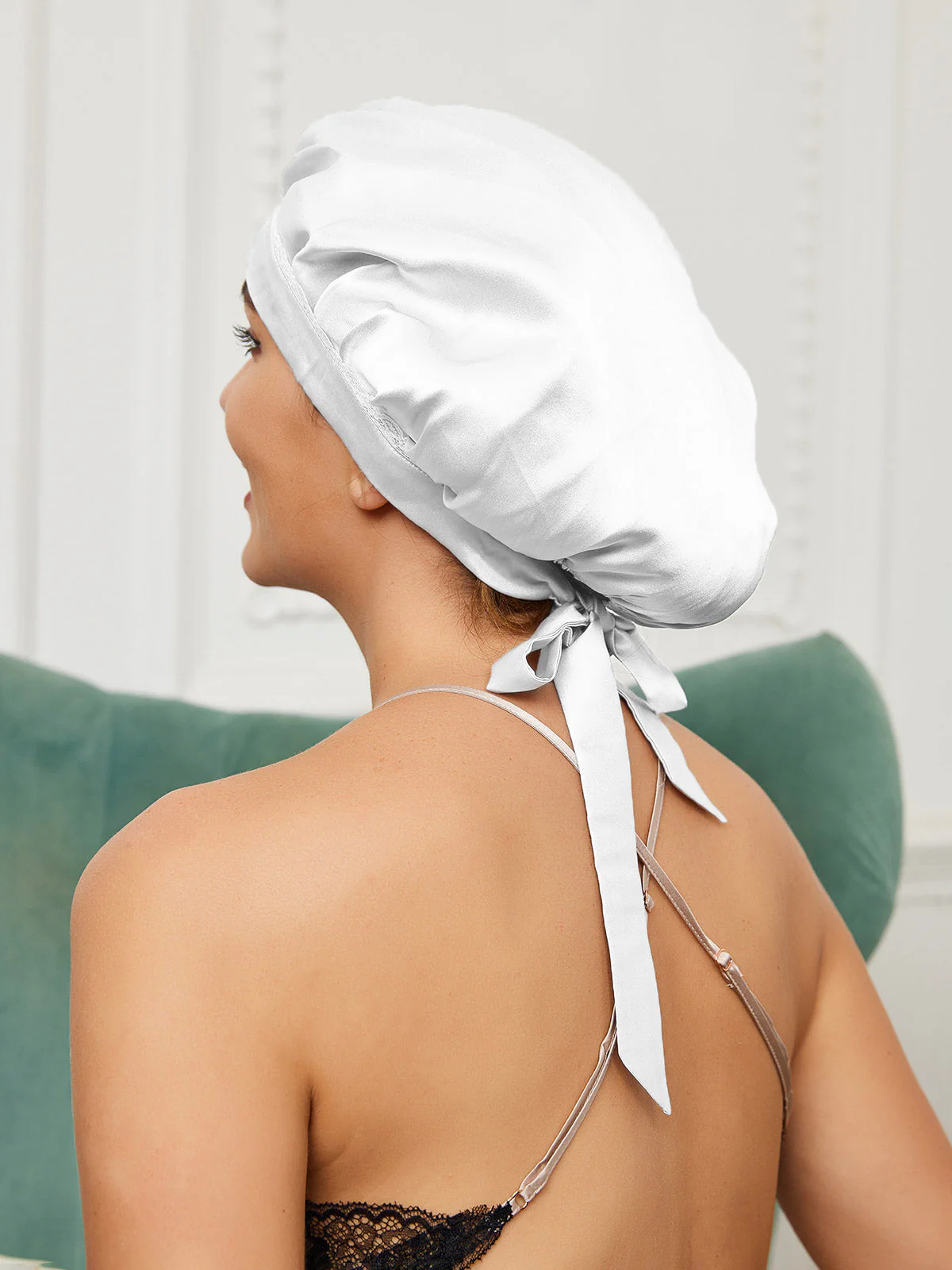 Pure Silk Lace Bonnet with Ribbons - Image 21