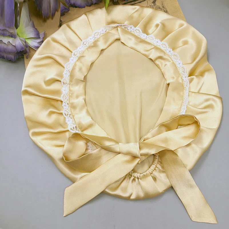 Pure Silk Lace Bonnet with Ribbons - Image 26