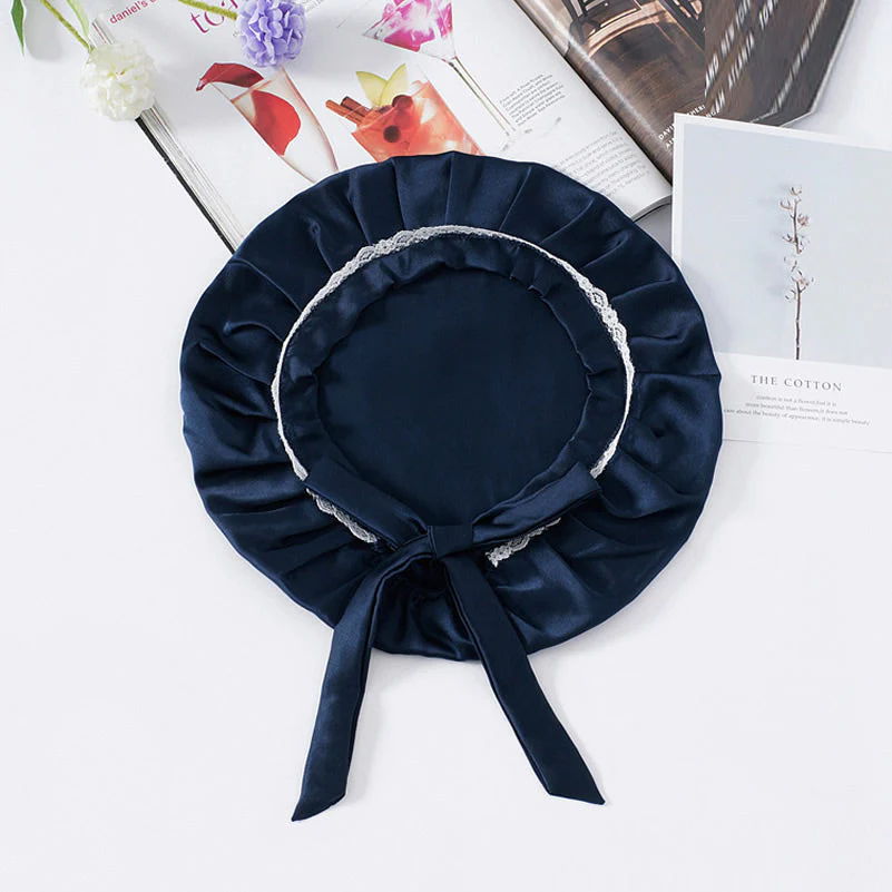 Pure Silk Lace Bonnet with Ribbons - Image 7