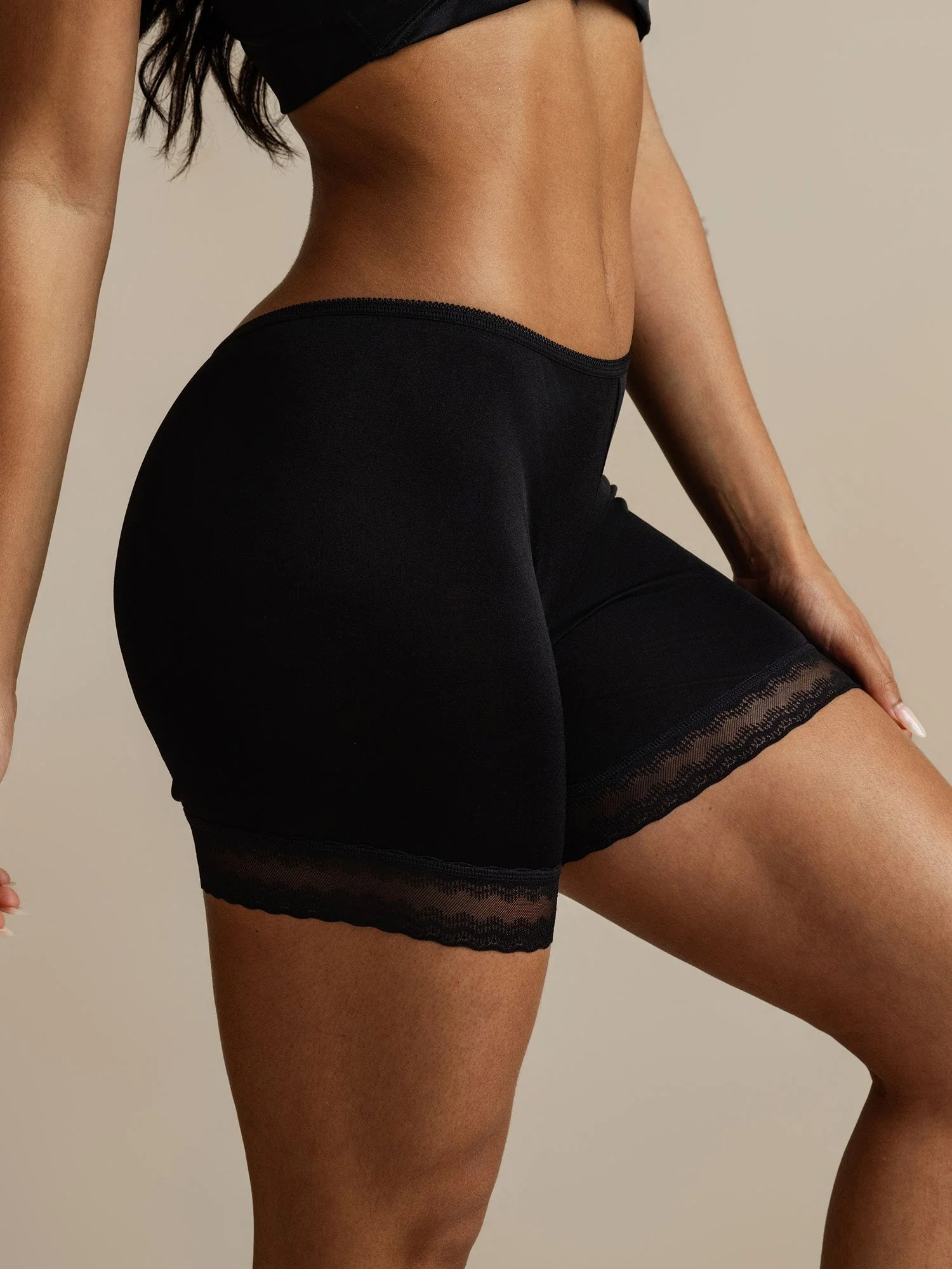 Pure Silk Lace Trim Anti-Chafing Shorts