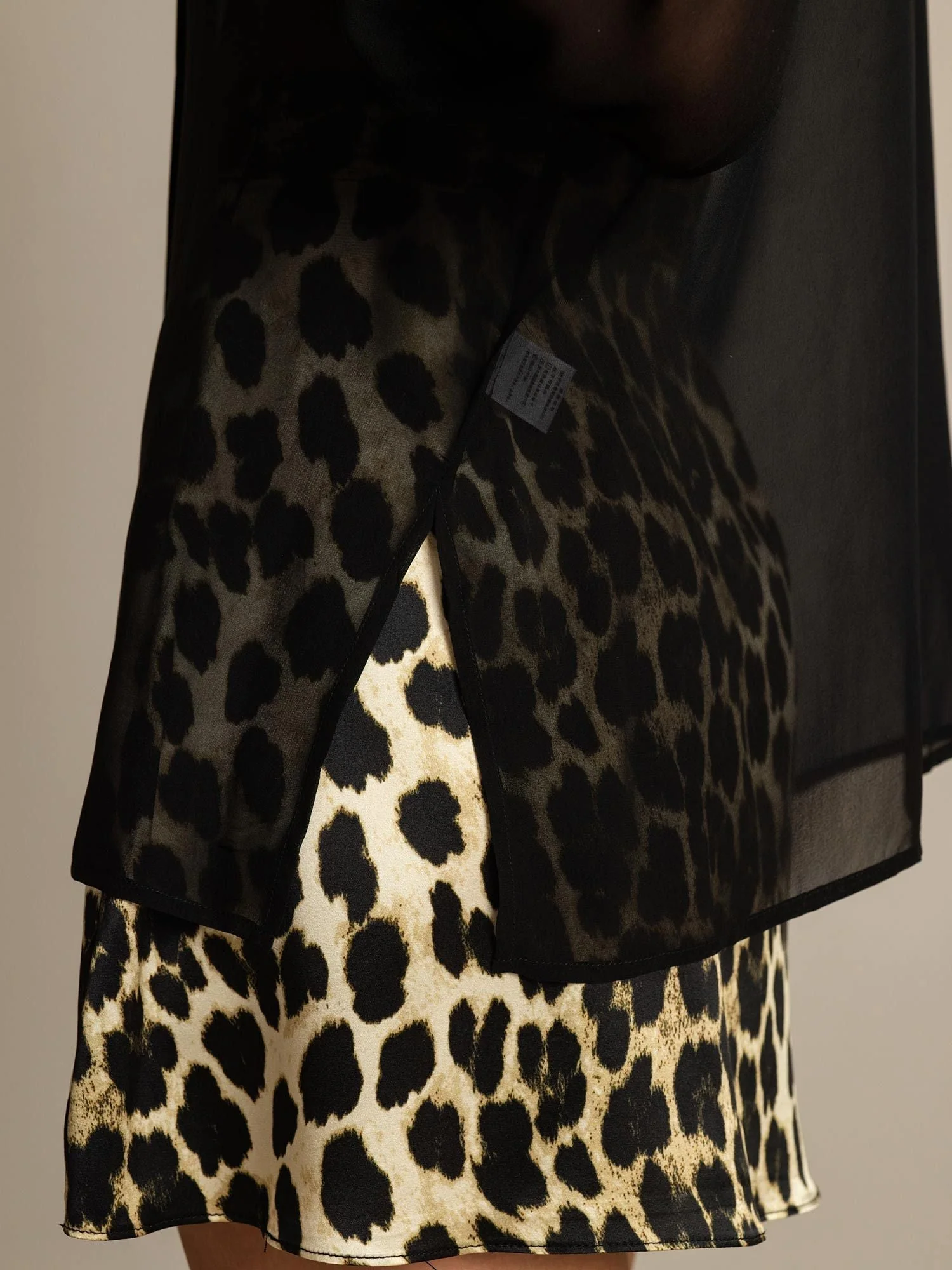 Pure Silk Long Sleeve Split Sheer Blouse - Image 5