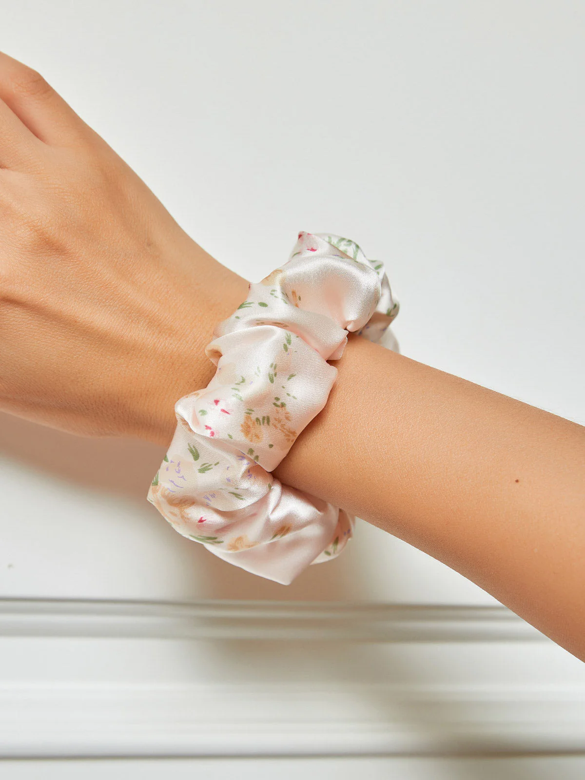 Pure Silk Soft Printed Large Hair Scrunchie - 3.5cm - Image 6