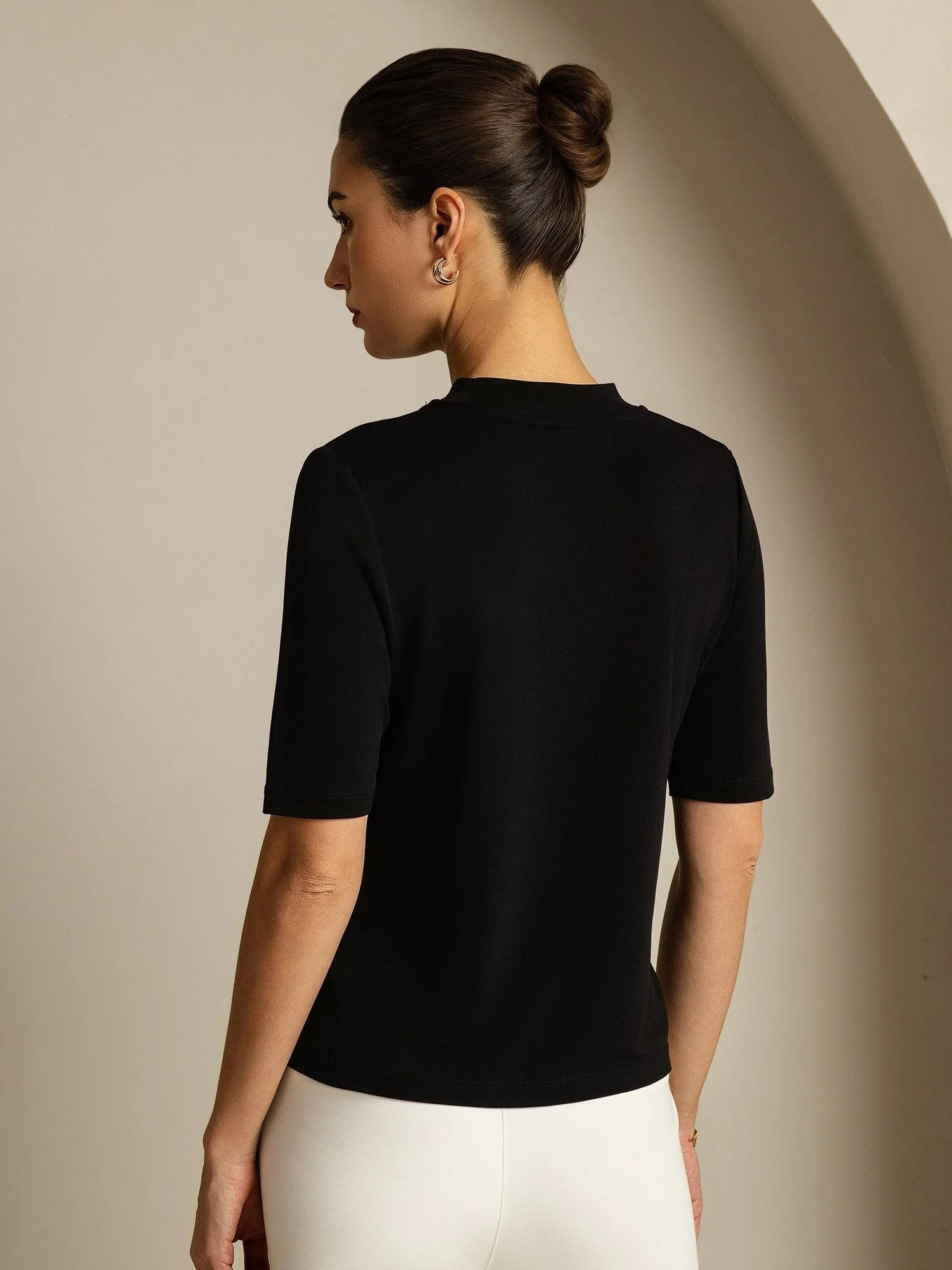 Women's Pure Silk Half Sleeve Round Neck T-Shirt - Image 11