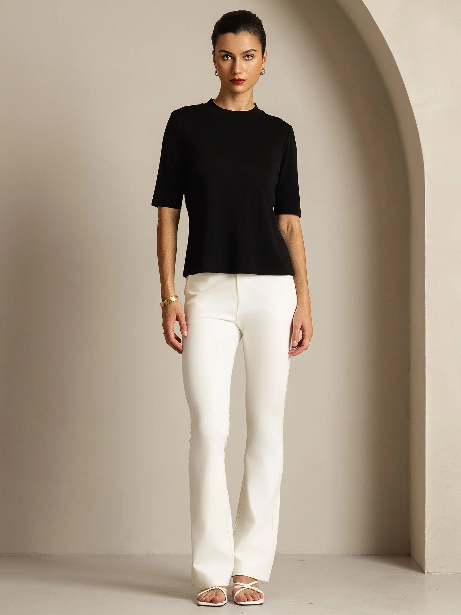 Women's Pure Silk Half Sleeve Round Neck T-Shirt - Image 12