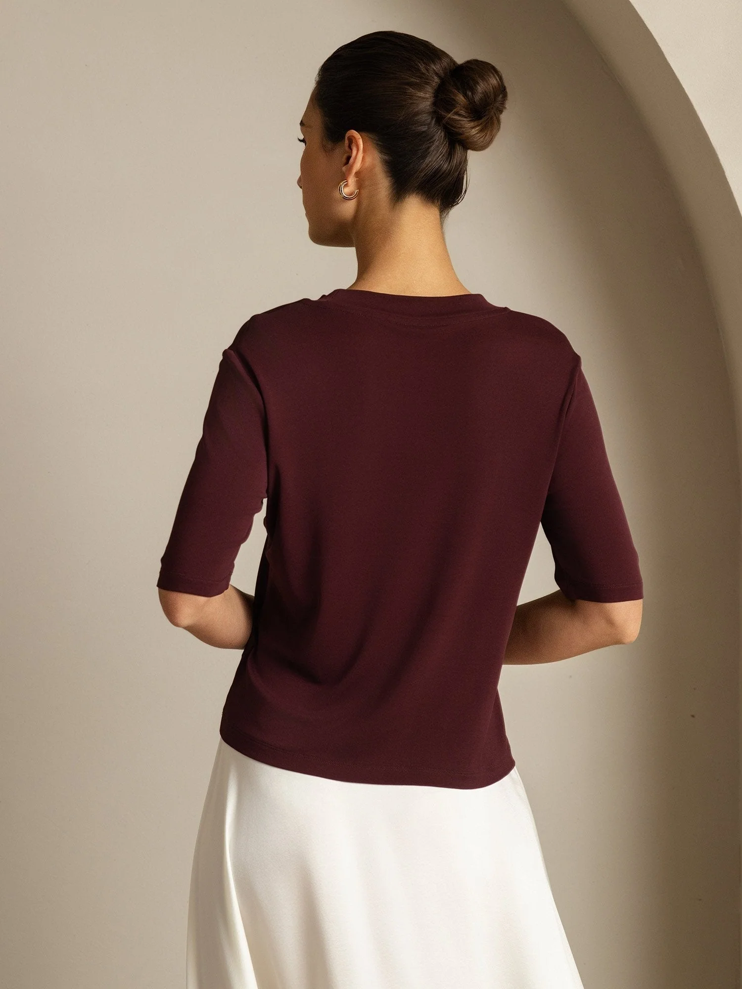 Women's Pure Silk Half Sleeve Round Neck T-Shirt - Image 18