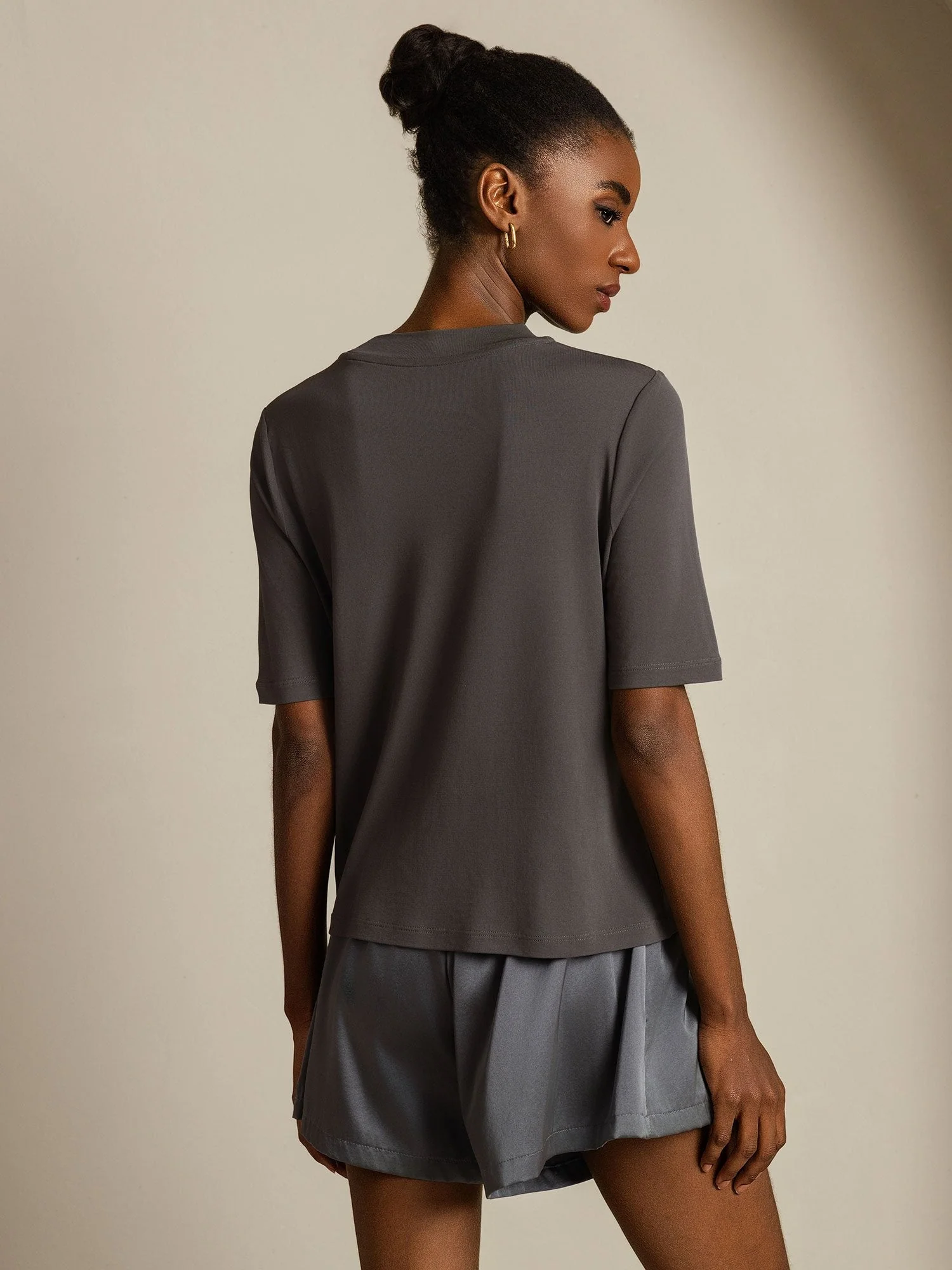 Women's Pure Silk Half Sleeve Round Neck T-Shirt - Image 27