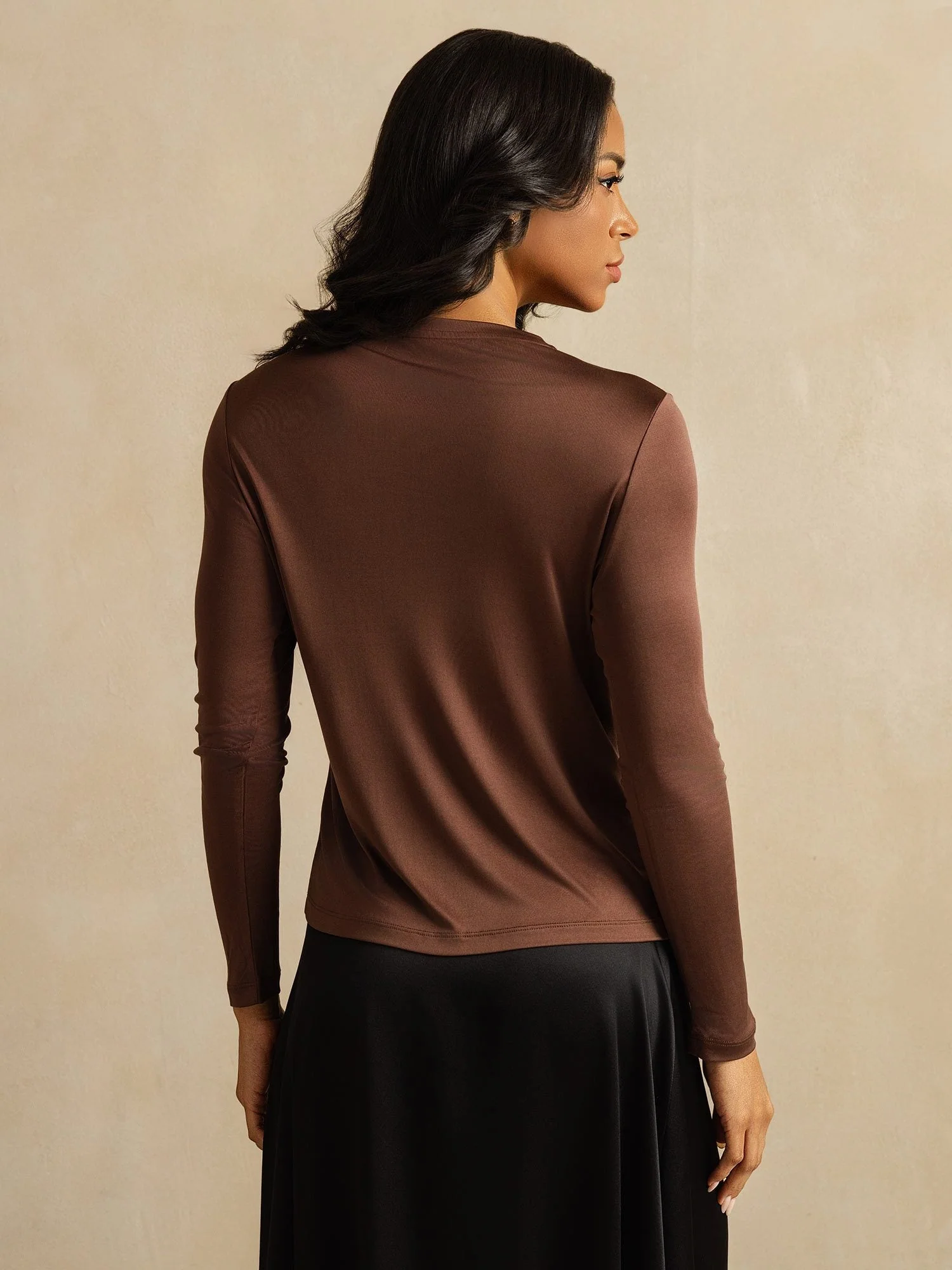 Women's Pure Silk Long Sleeve Round Neck Top - Image 2