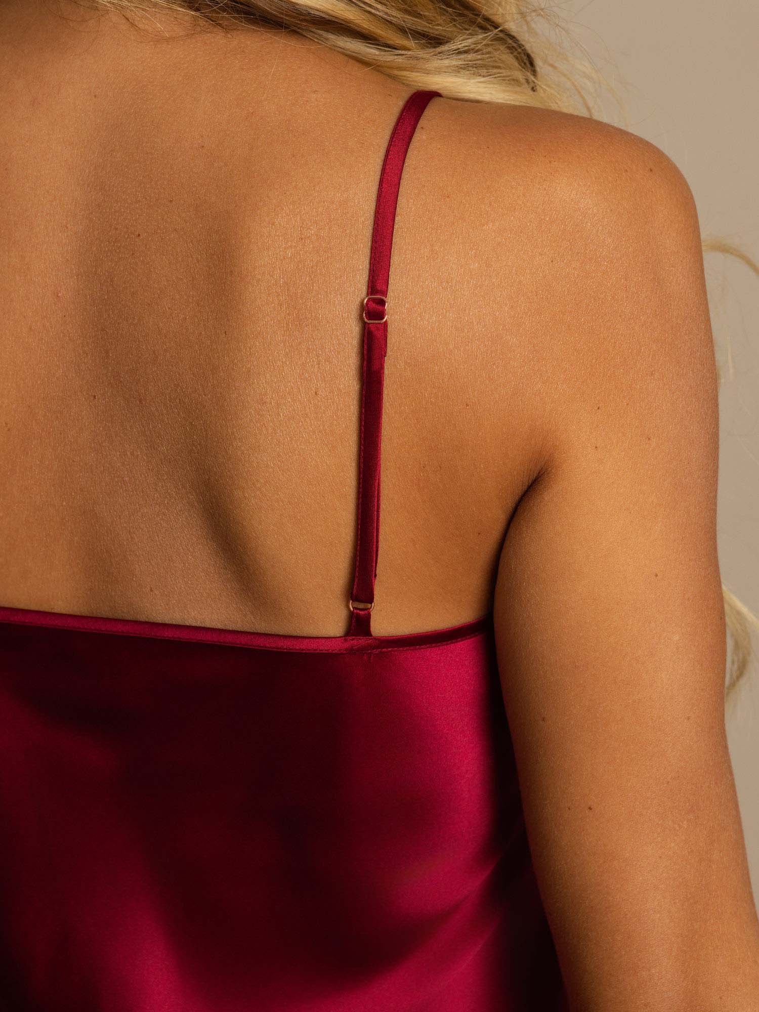 Pure Silk Spaghetti Strap V-neck Short Nightgown - Image 18
